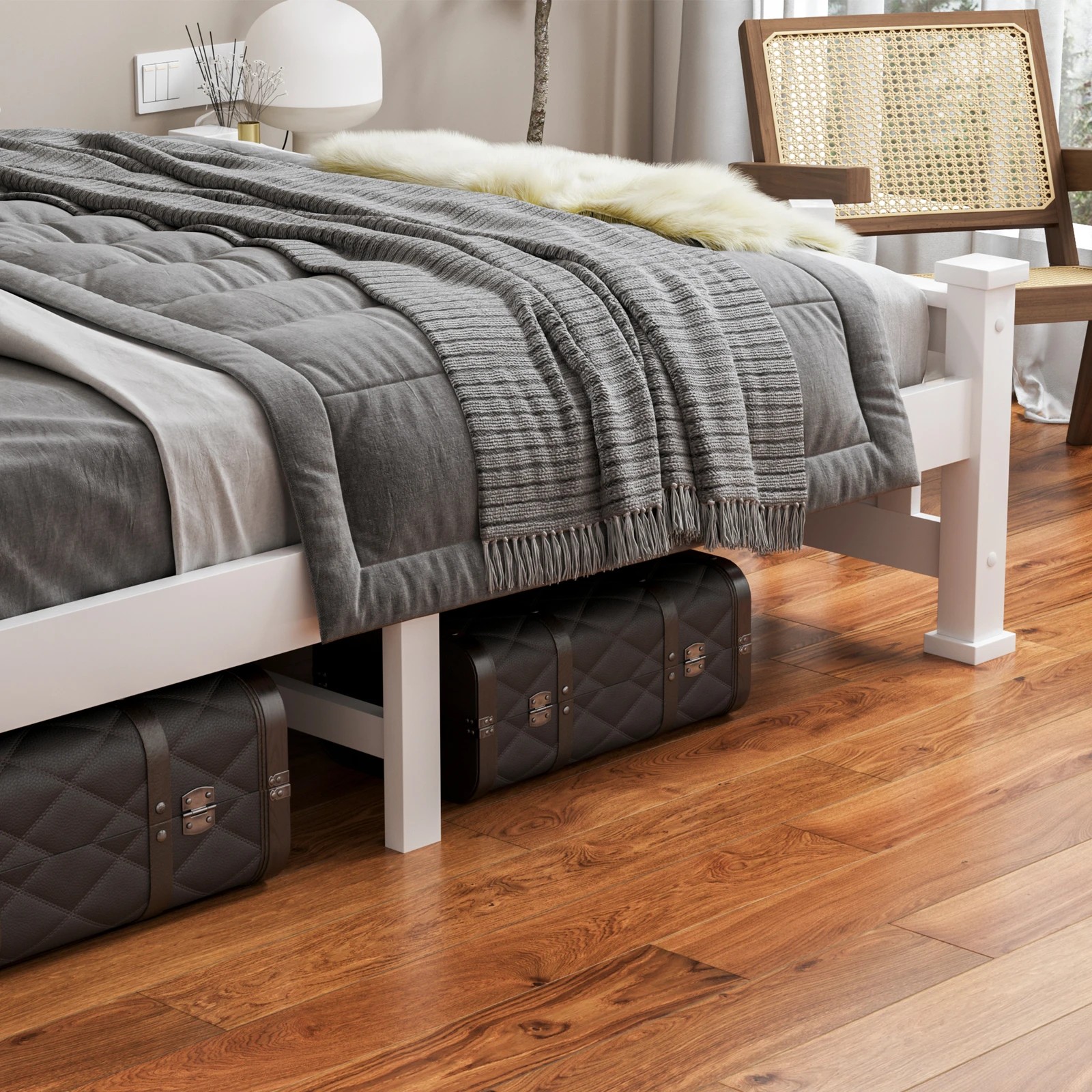 7 Alfordson Bed Frame Wooden Timber Queen Size Mattress Base Platform Arne - White, 7 of 10
