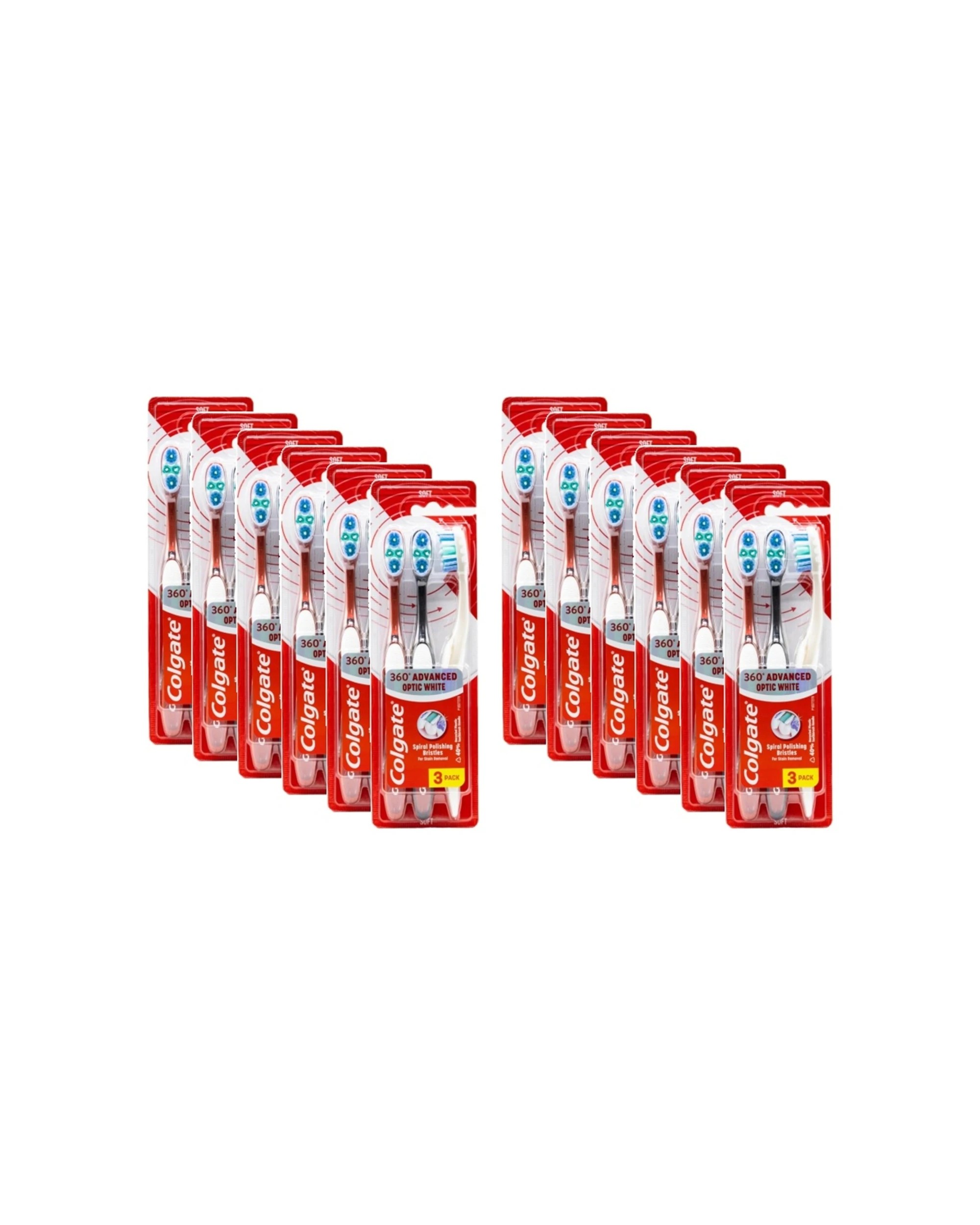 1 Colgate 12x 3pc Toothbrush 360 Advanced Optic Soft Pack - Multi, 1 of 3