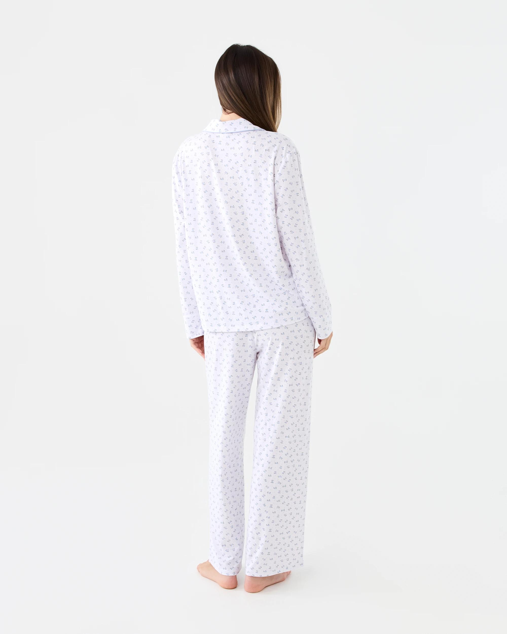 3 Long Sleeve Top and Pants Comfort Pyjama Set Blue Rose, 3 of 7