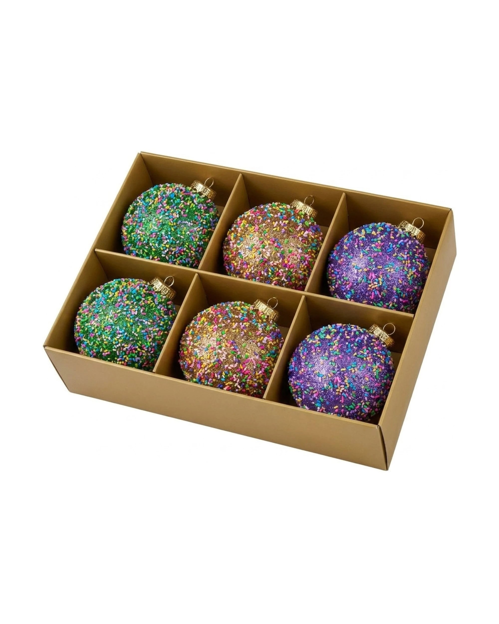 Christabelle 6 Beaded Glass Christmas Baubles Assorted 10cm Xmas Tree ...