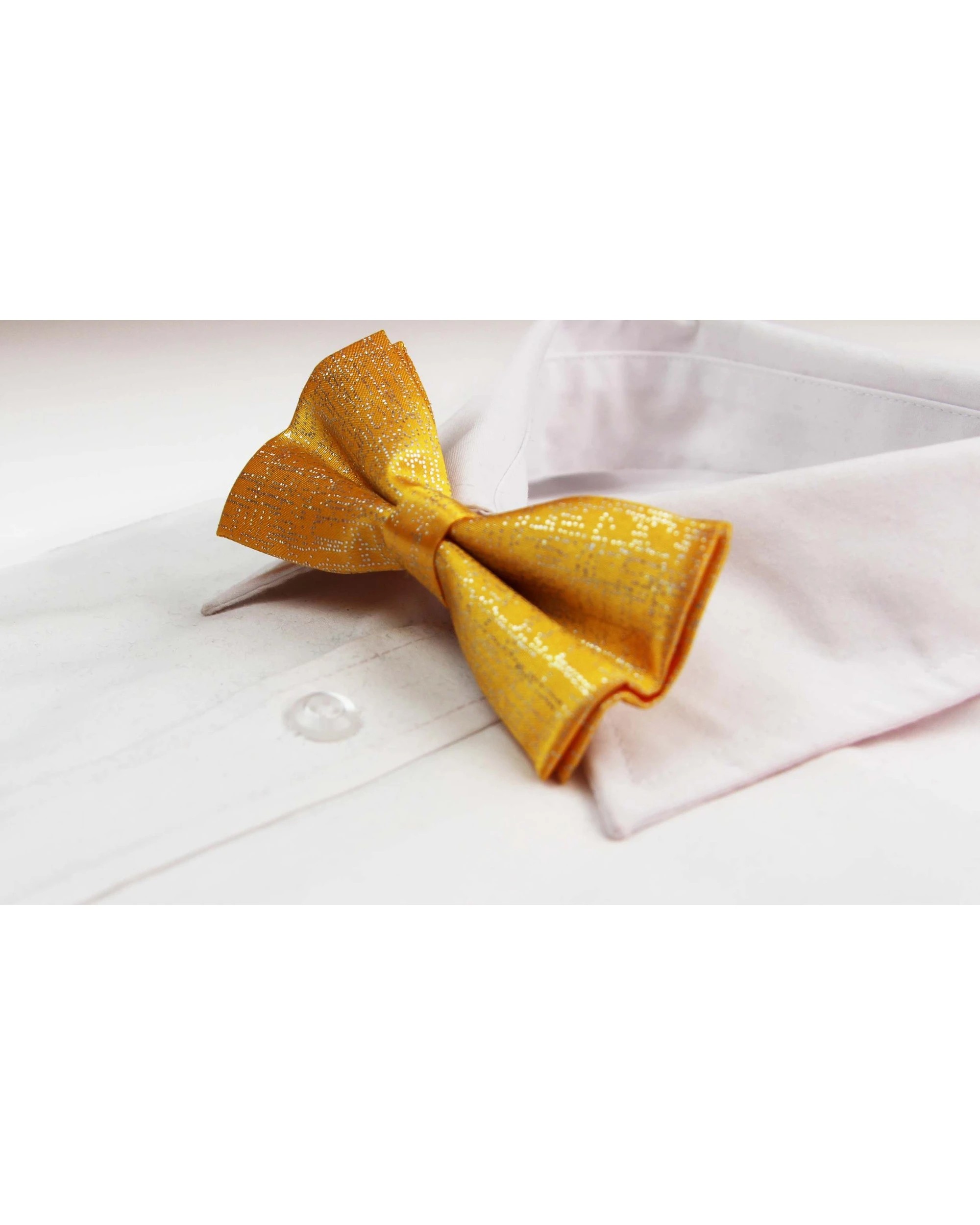1 Zasel Mens Yellow Sparkly Glitter Patterned Bow Tie - Yellow, 1 of 4