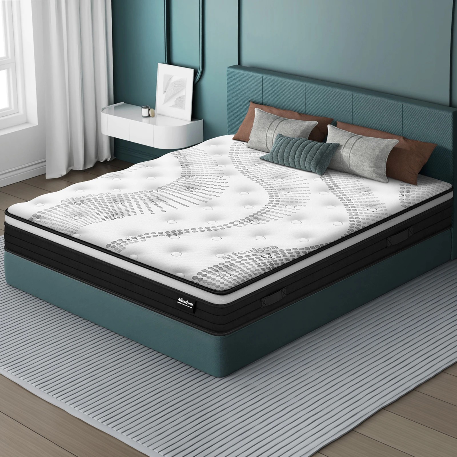 2 Alfordson Mattress 18CM Euro Top Bonnell Spring Memory Foam Firm - Queen Bed, 2 of 10