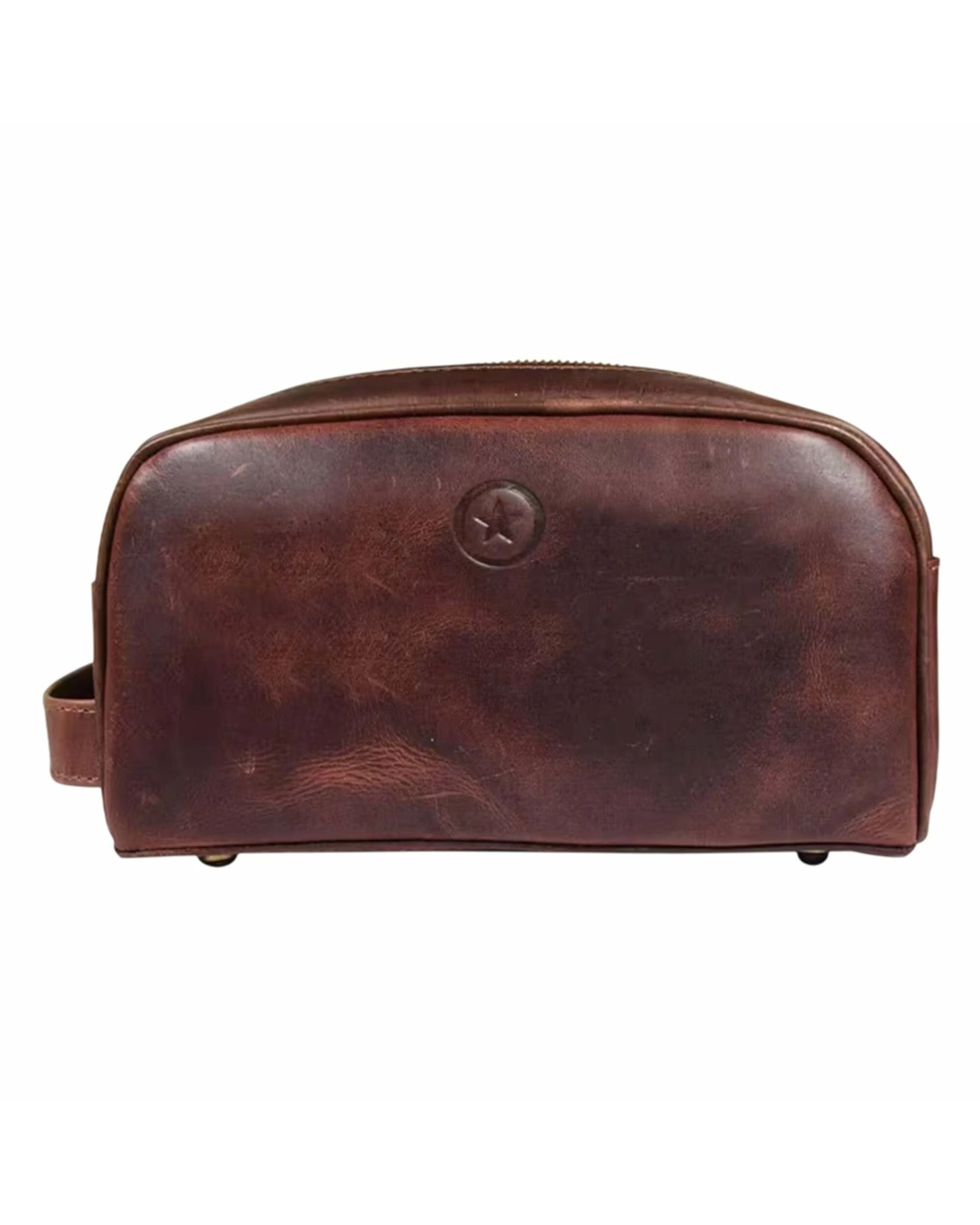 1 Aaron Leather Toiletry Bag for Men Leather Unisex Make-up Bag Travel Dopp Kit - Brown, 1 of 5