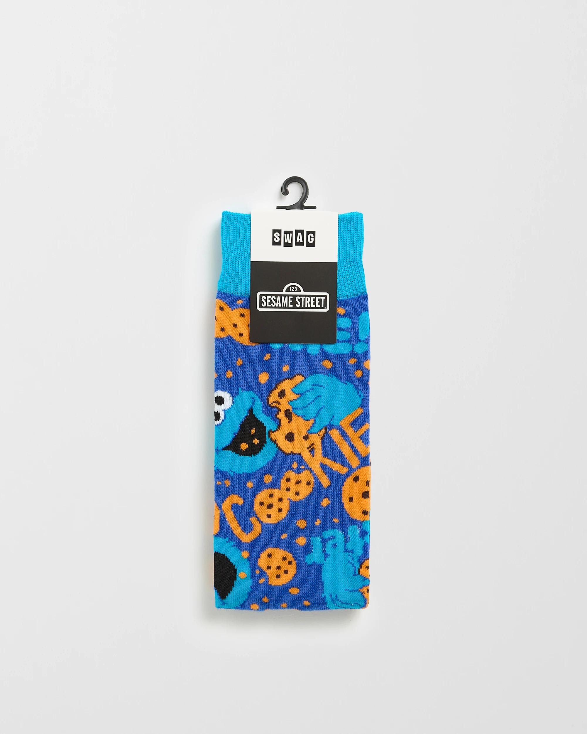 3 Swag Sesame Street Cookie Monster Crew Socks COOKIE MONSTER, 3 of 3