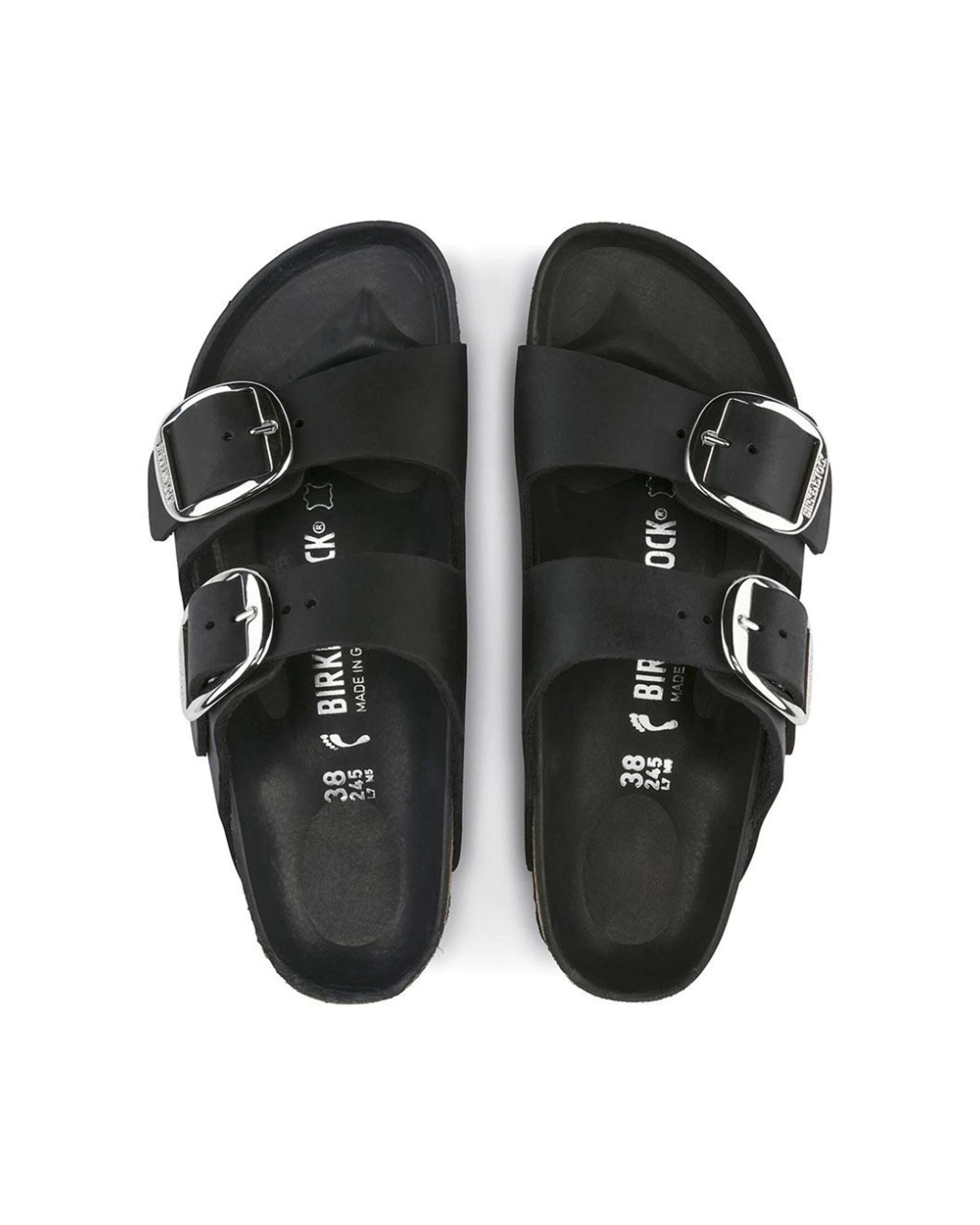 3 Birkenstock Arizona Big Buckle Oiled Leather Sandals BLACK, 3 of 6