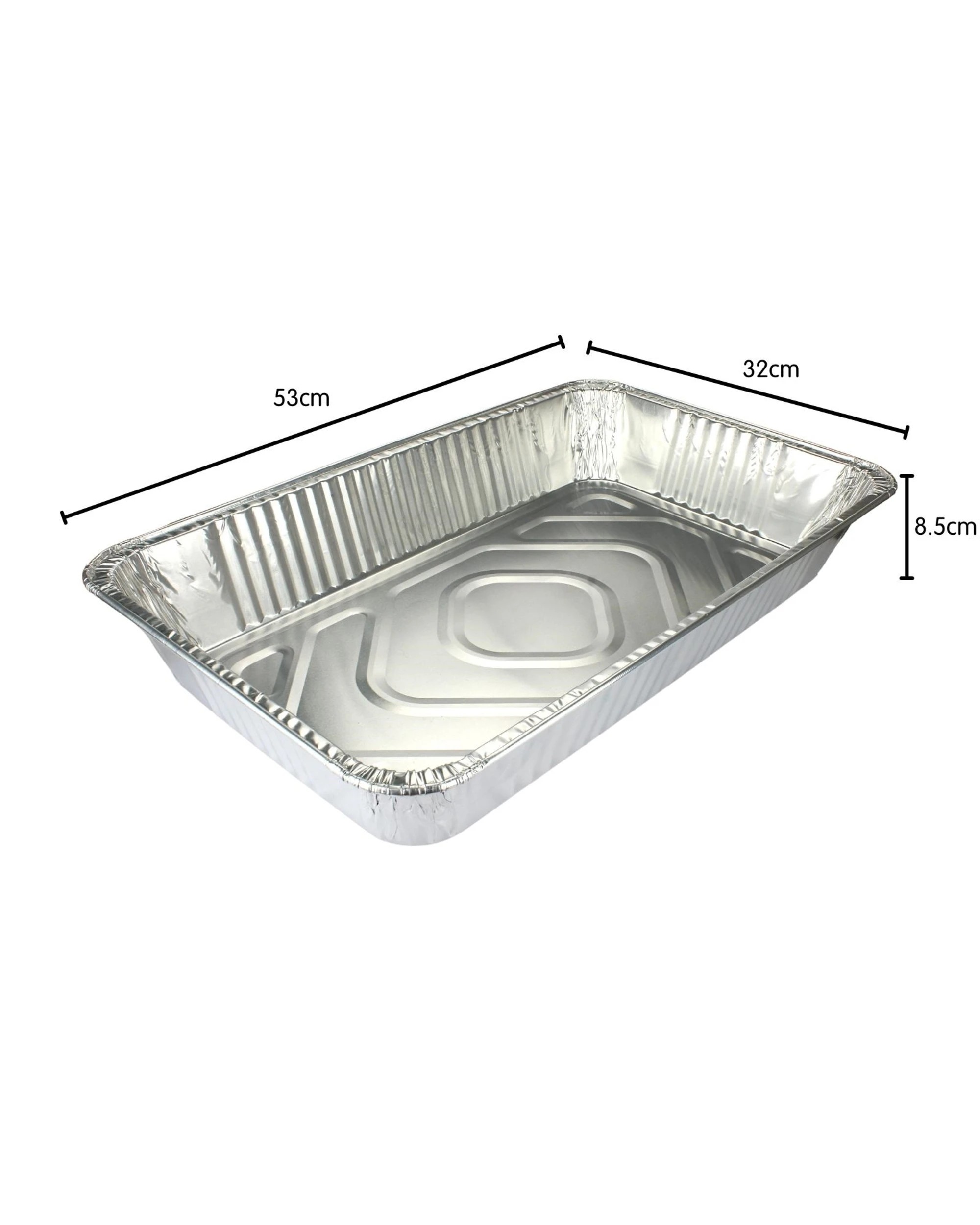 2 Alpen Large Foil Roasting Trays 53cm x 32cm x 8.5cm Pack of 3 - Silver, 2 of 2