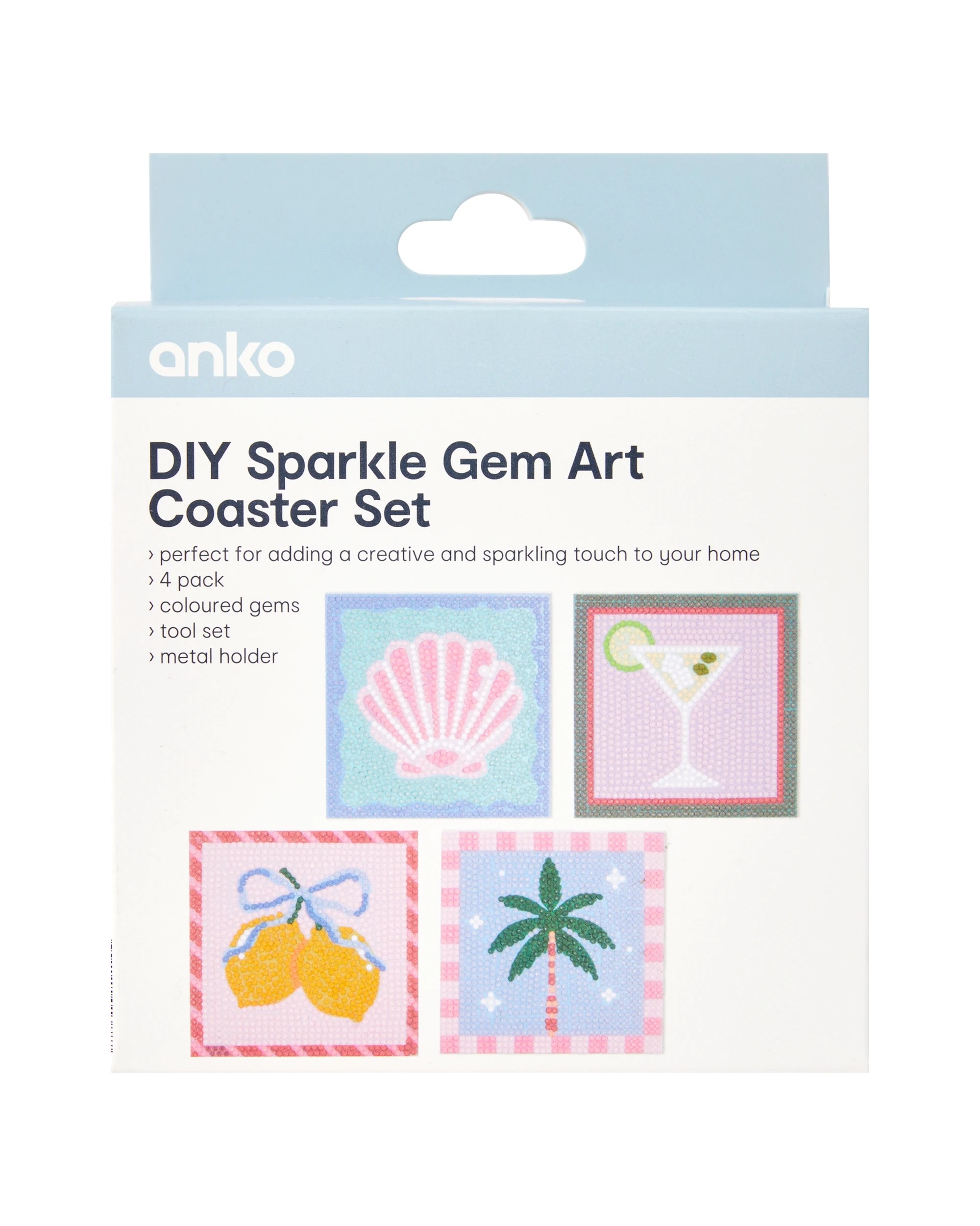 1 DIY Sparkle Gem Art Coaster Set - Tropical, 1 of 3