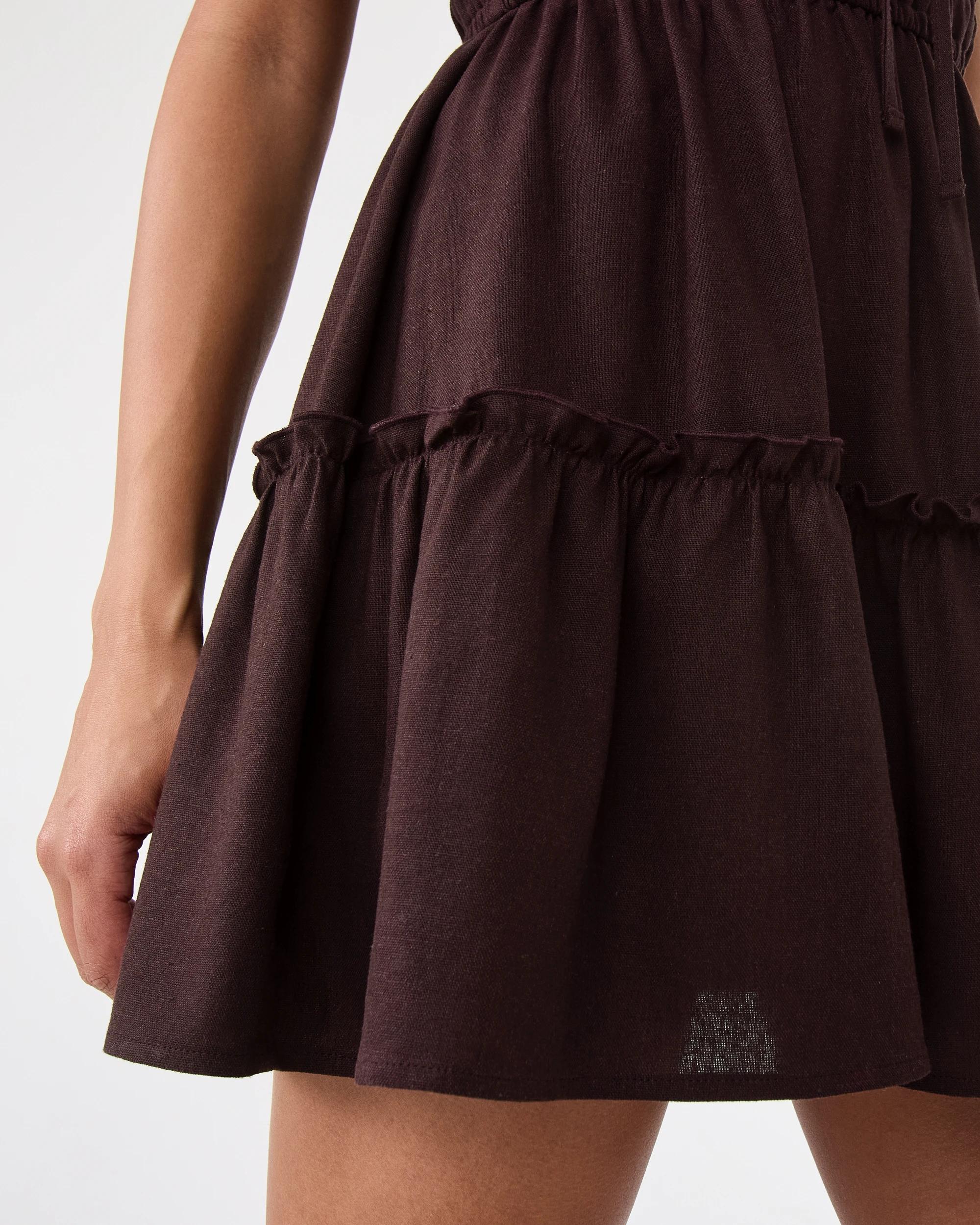 8 Sleeveless Mini Tiered Dress Choc Plum, 8 of 10