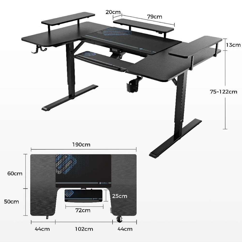 3 Eureka U-Shaped Sit Stand Desk Black Desks, Tables and Workstations, 3 of 10