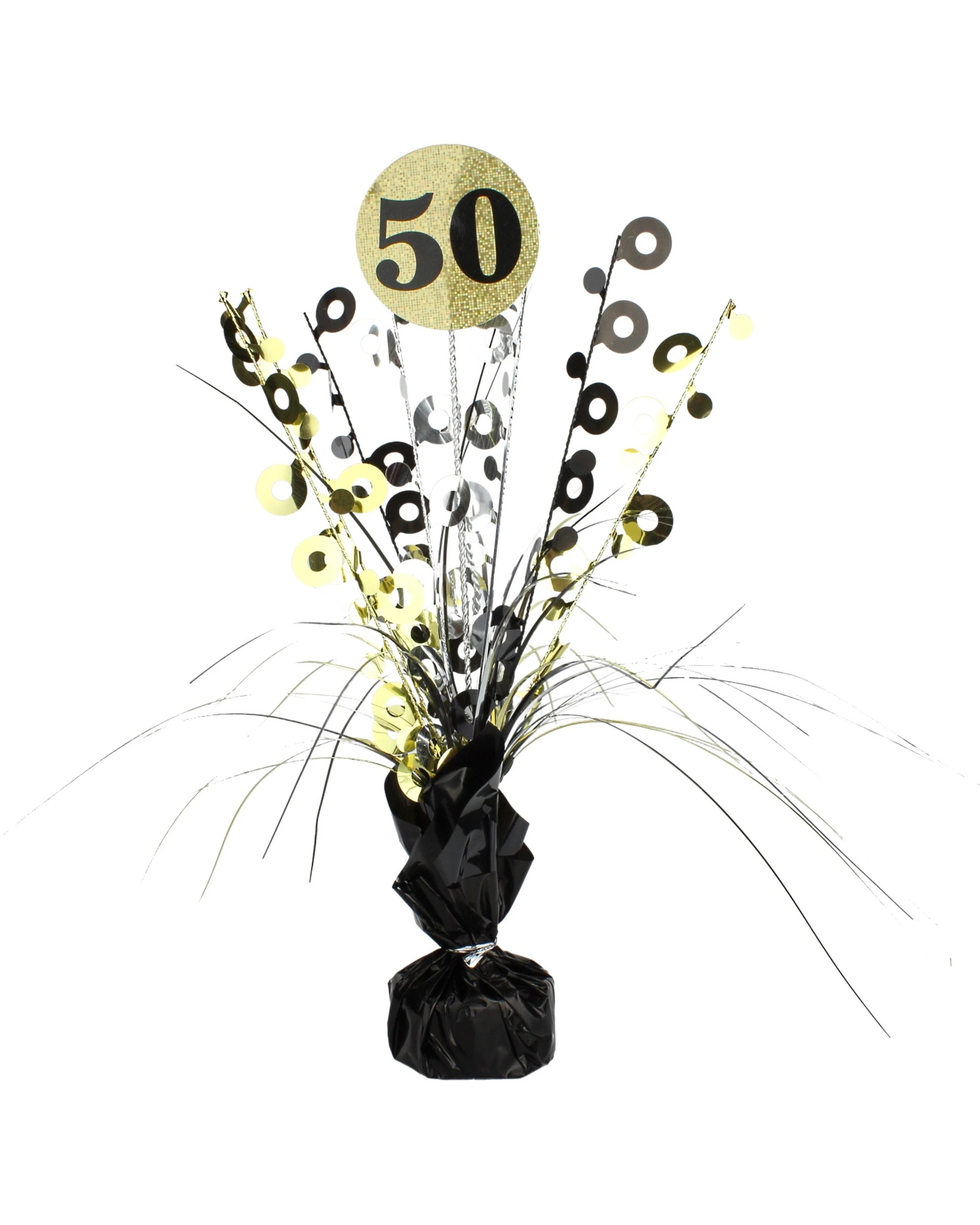 1 Alpen Prismatic 50th Birthday Spray Centrepiece - Black and Gold - Black, 1 of 1