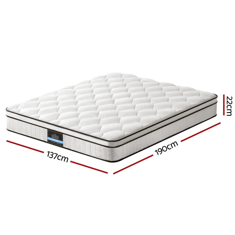 2 Giselle Bedding Mattress Boucle Fabric Cover Medium Firm 22cm Double - Double Bed - White, 2 of 7