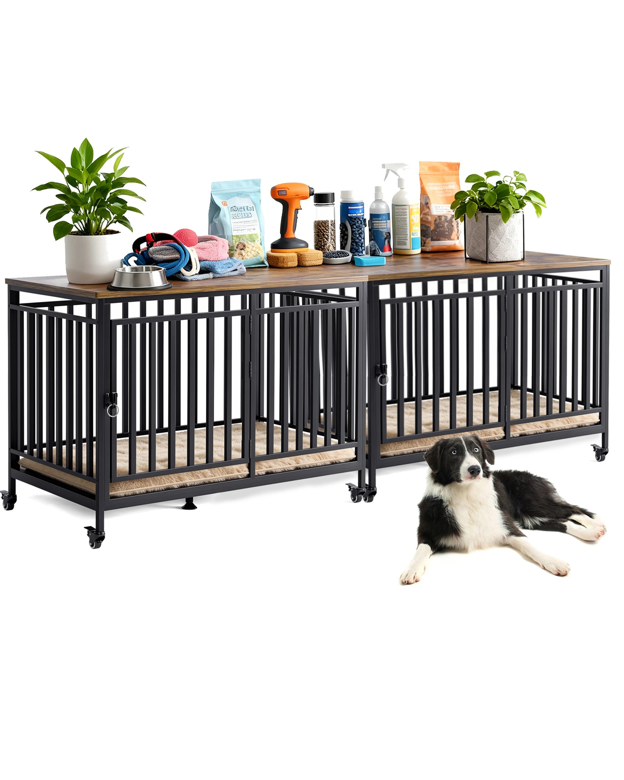 1 Advwin 2PCS Dog Crate Furniture Heavy Duty Dog Cage Sturdy Dog Kennel TV Stand End Table, 1 of 9