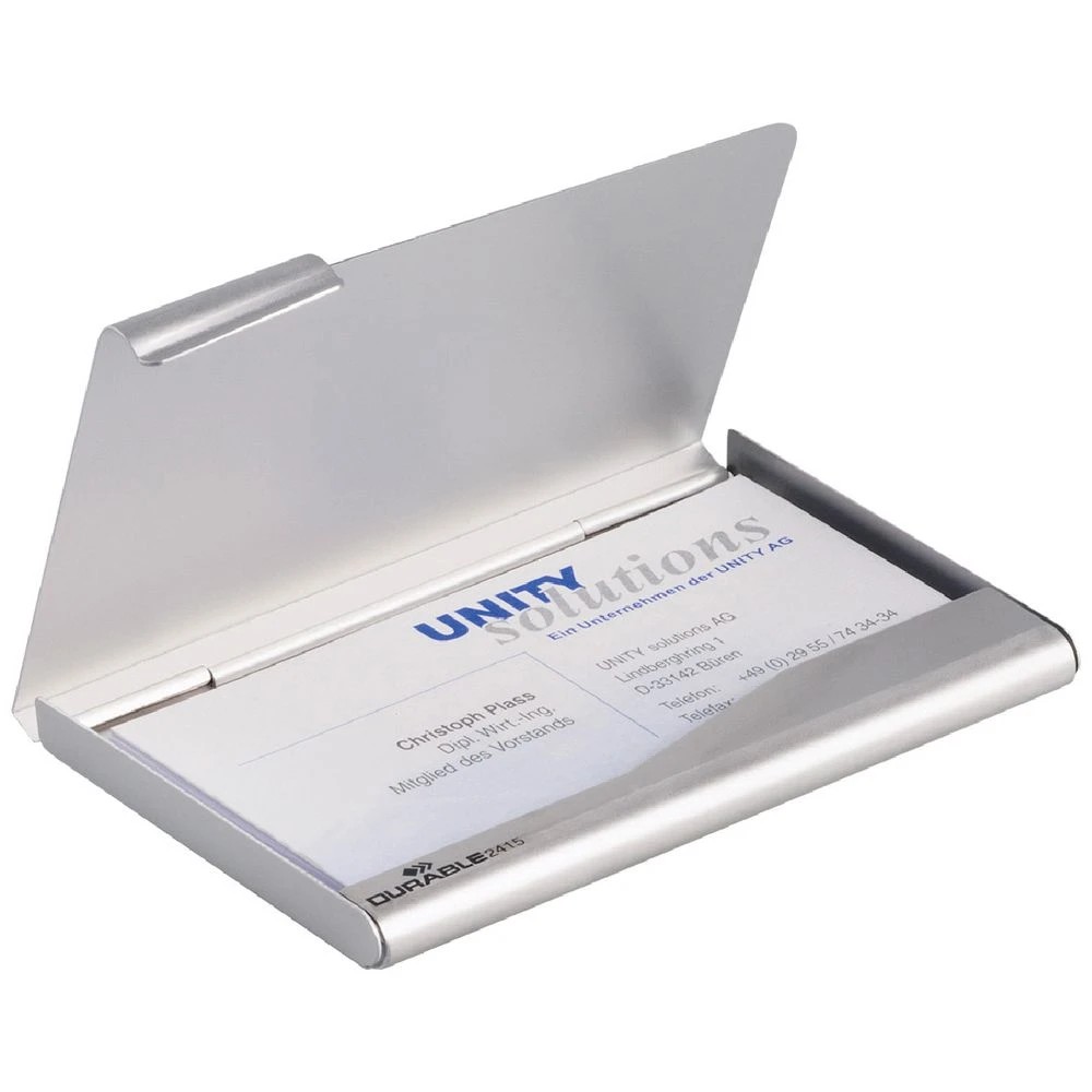 1 Durable Business Card Box Silver, 1 of 1