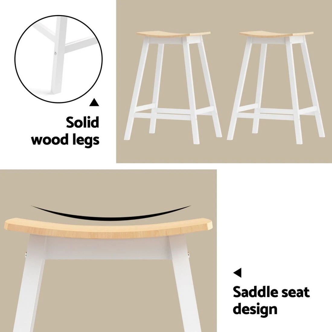 8 Artiss Bar Table and Stools Set Dining Desk Solid Wood Kitchen Chairs Cafe Pub
 - brown, 8 of 8