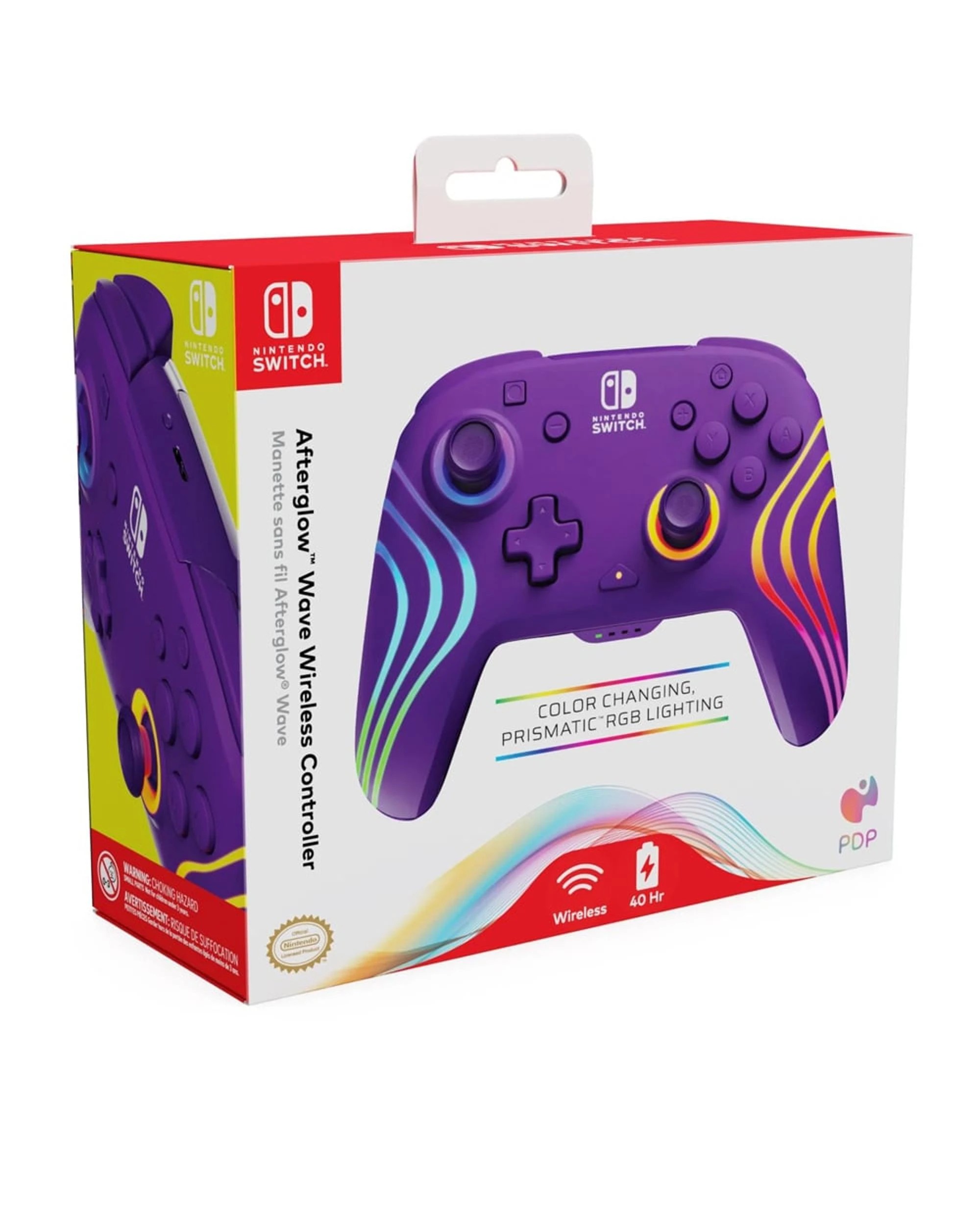 1 PDP Afterglow Wave Wireless Controller for Nintendo Switch - Purple, 1 of 10