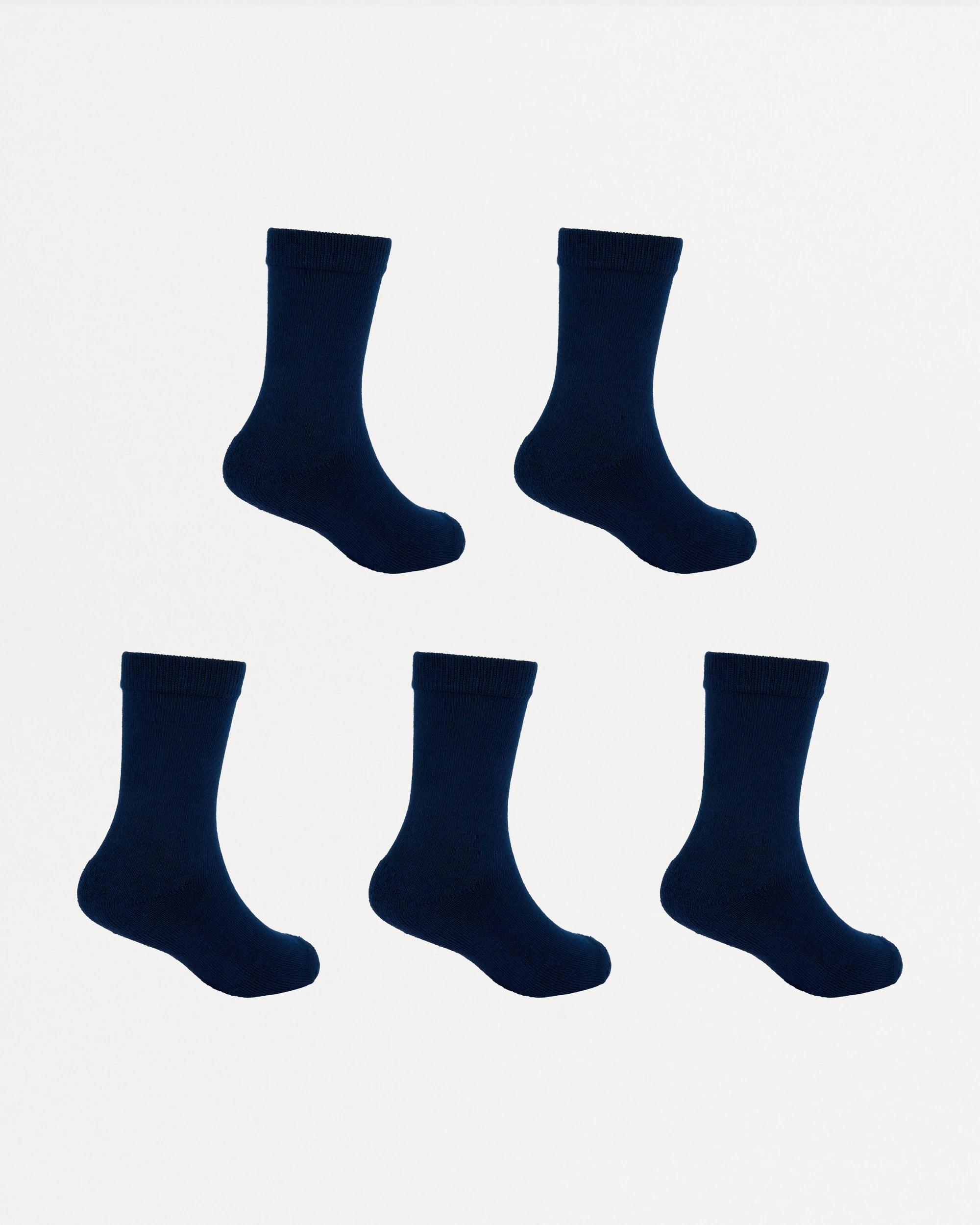 2 5 Pack Bamboo School Crew Socks Dress Navy, 2 of 3