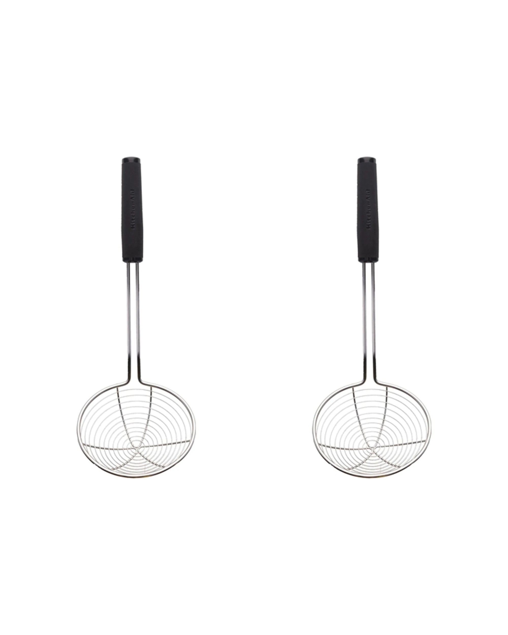 1 KitchenAid 2pk Stainless Steel 13cm Wire Strainer Bowl With Handle Durable - Black, 1 of 4