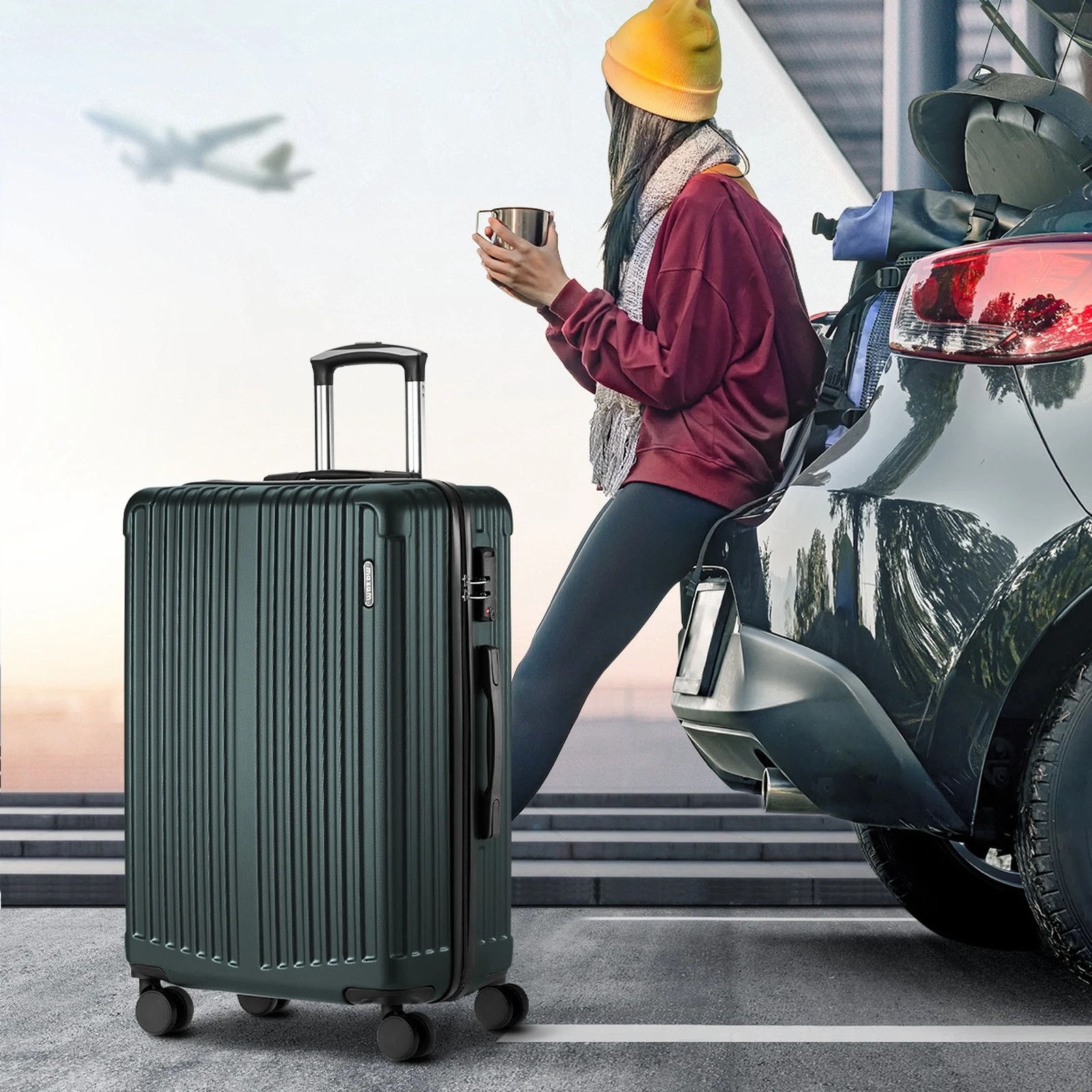4 Mazam 3PCS Luggage Suitcase Trolley Set TSA Lock Hard Case - Green, 4 of 9