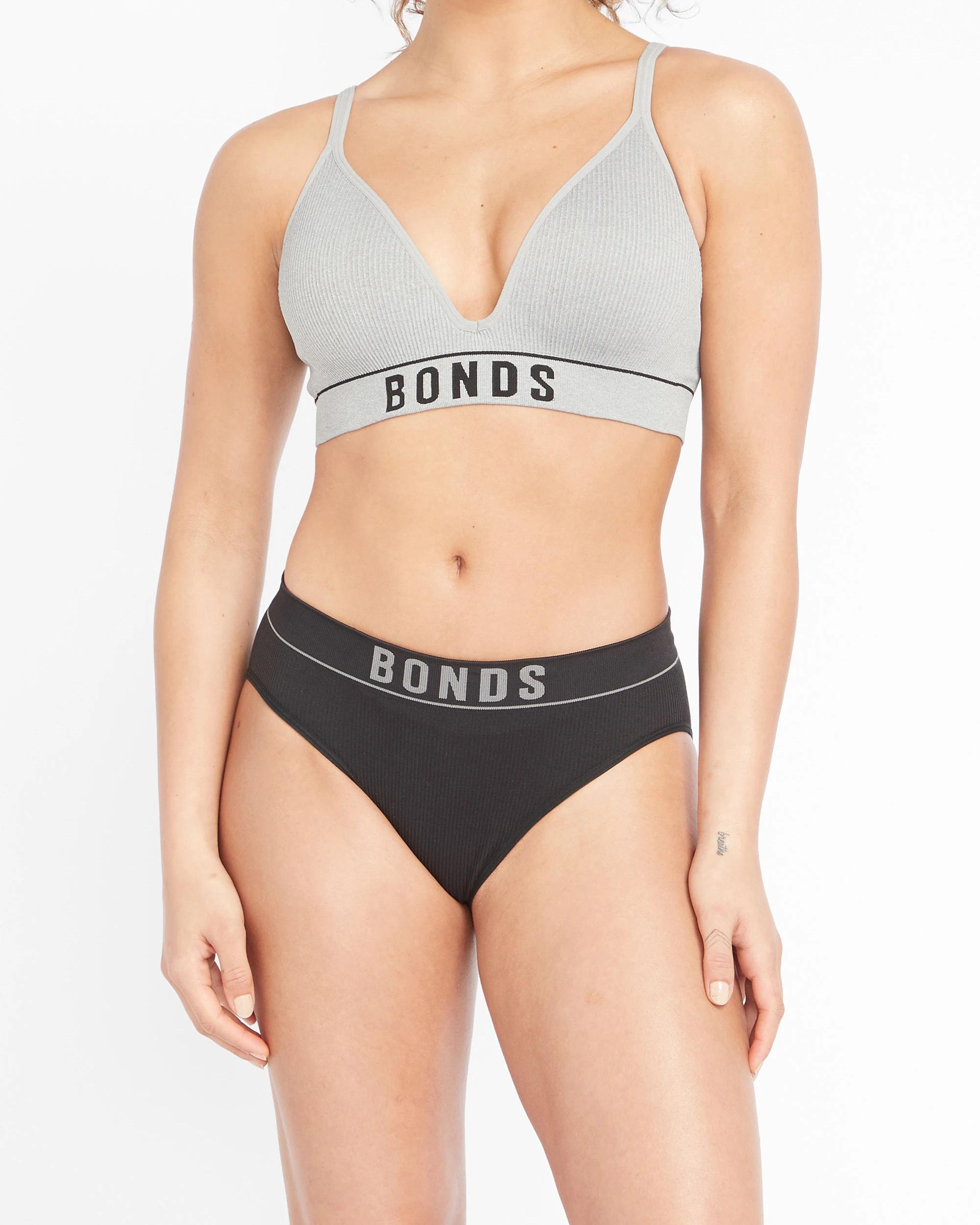 4 Bonds Retro Rib Wirefree T-Shirt Crop Bra GREY, 4 of 7