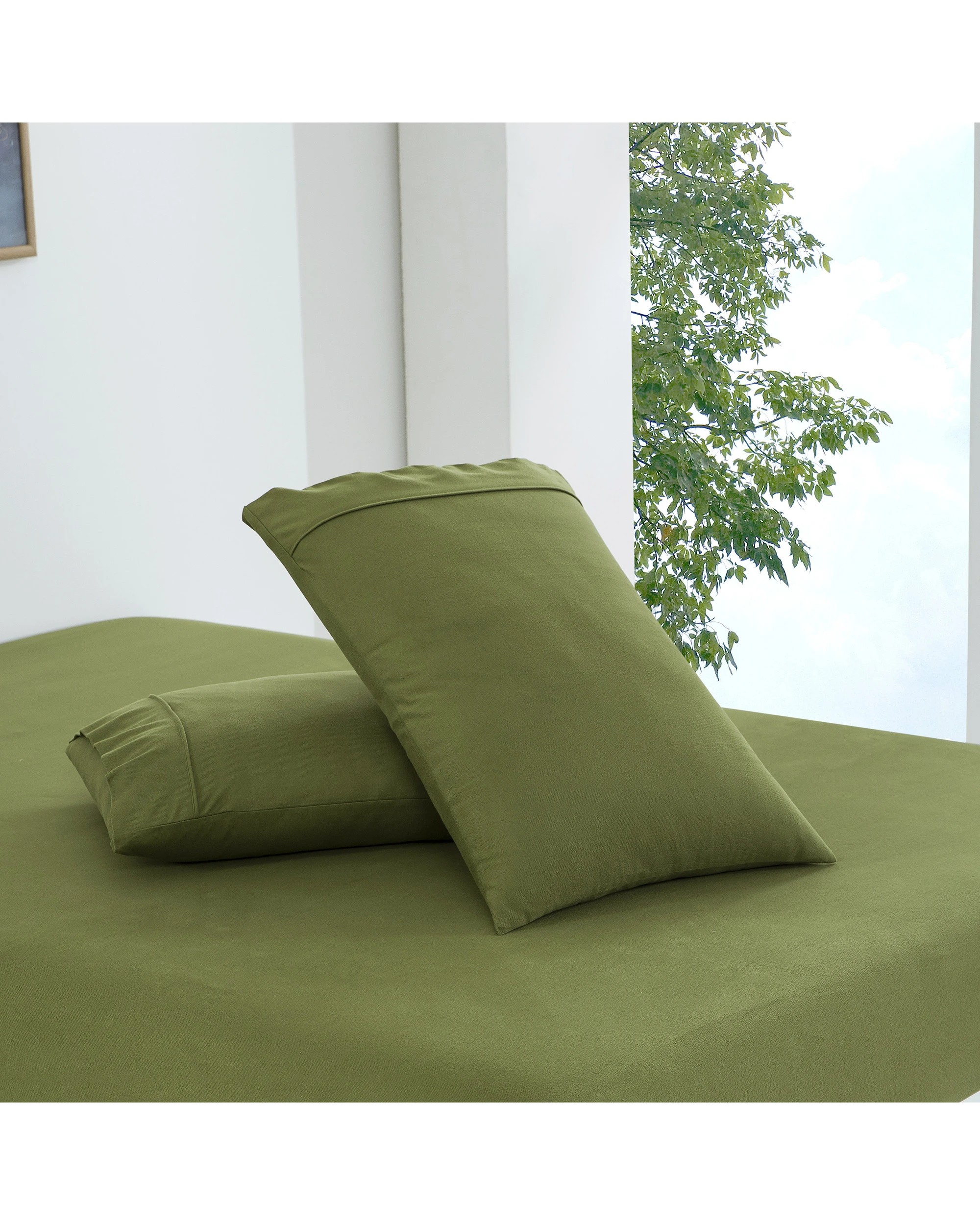 2 Dreamaker Micro Flannel Combo Fitted Sheet Set - Single Bed - Olive, 2 of 6