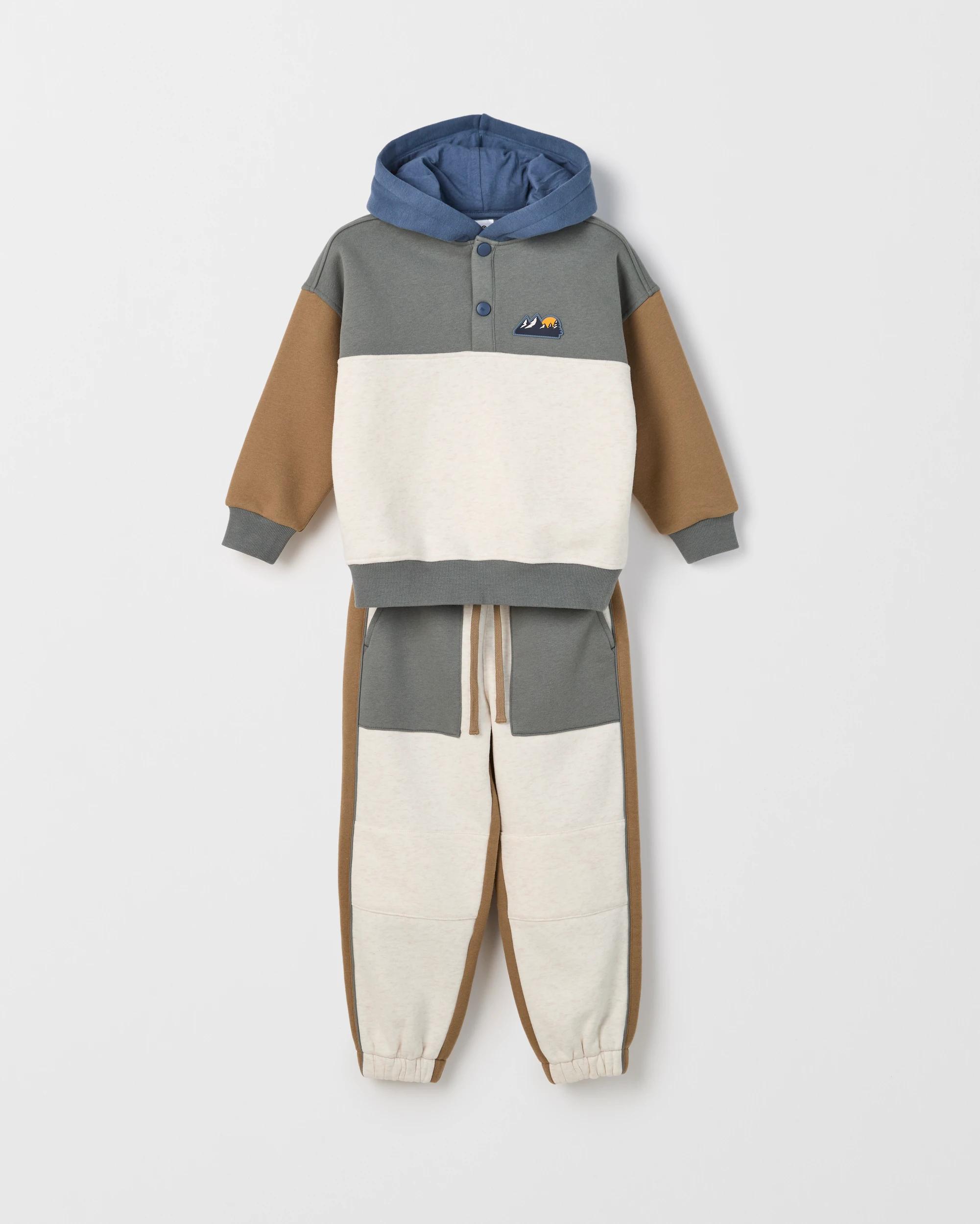 6 Target Kids Australian Cotton Blend Hoodie and Trackpants Set GREEN/OAT, 6 of 8