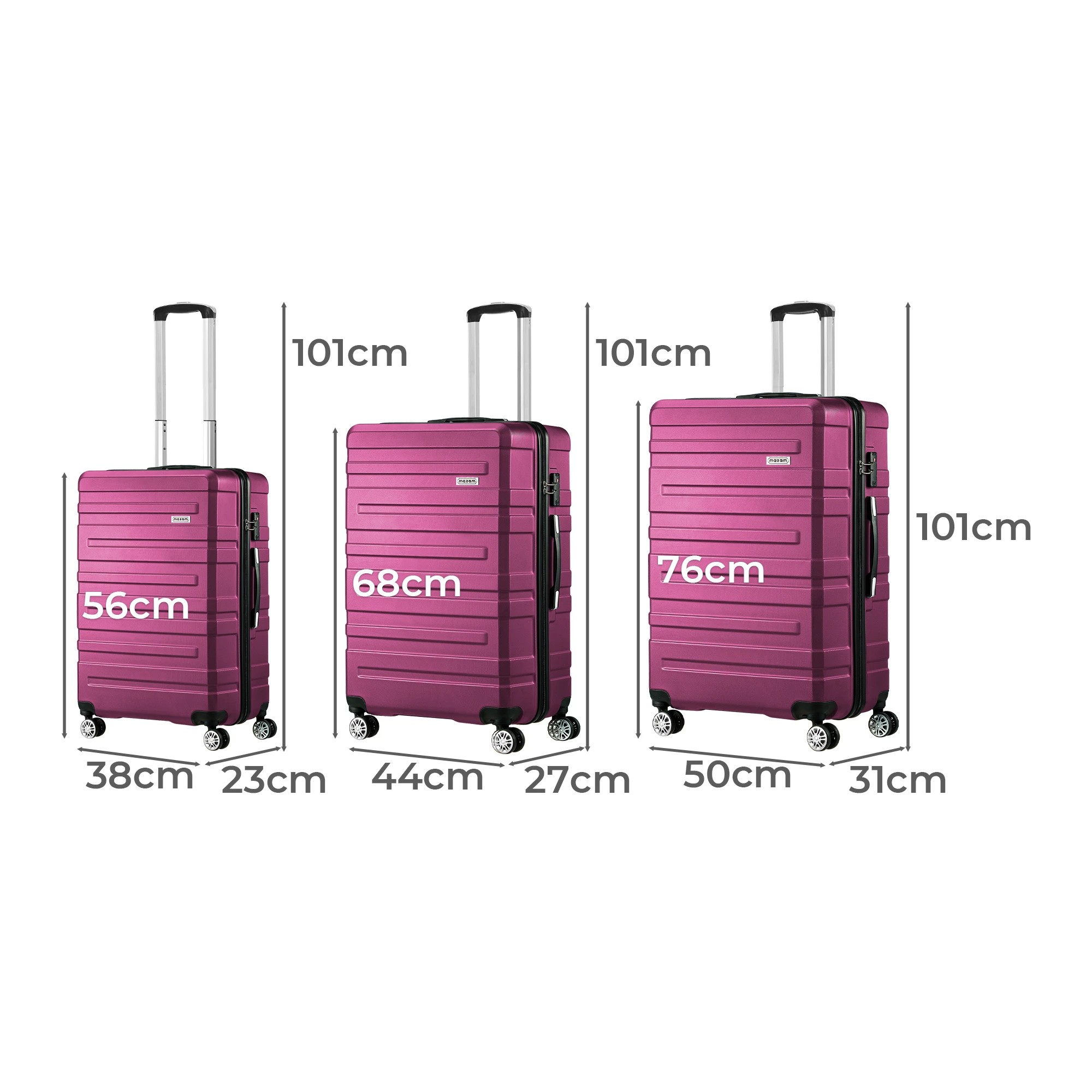 2 Mazam 3PCS Luggage Suitcase Trolley Set Travel TSA Lock ABS Hard Case - Multi, 2 of 8