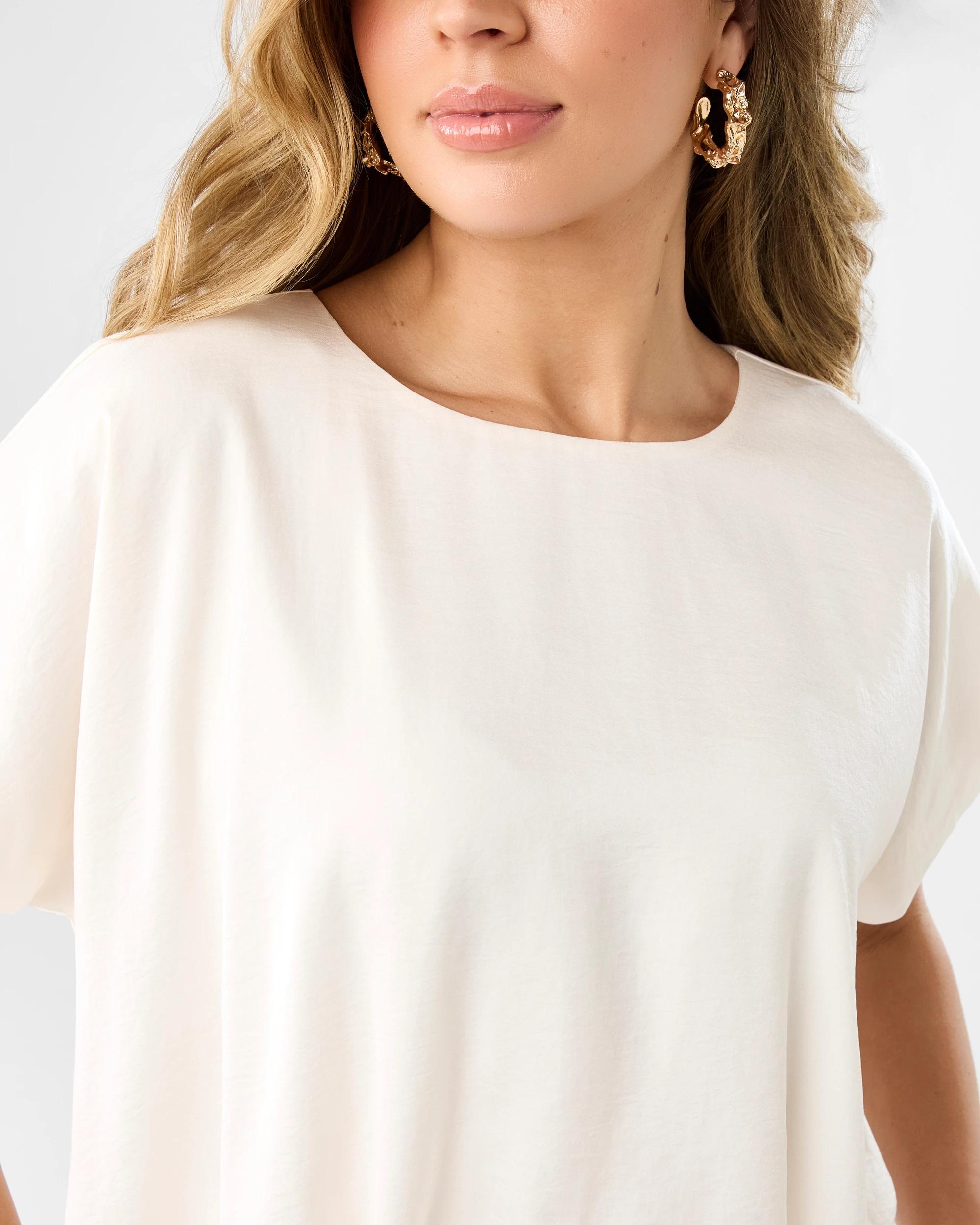 6 Short Sleeve Bubble Hem Top Vanillaoat, 6 of 8