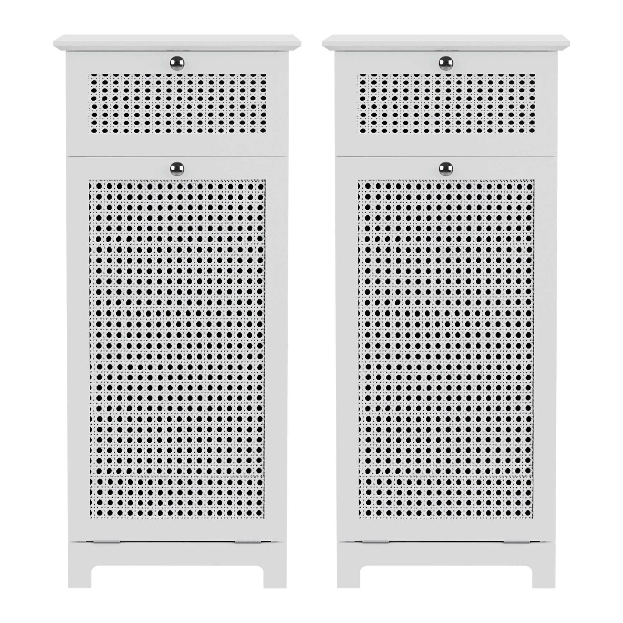 4 Artiss 2X Laundry Hamper Cabinet Bathroom Storage Rattan - White, 4 of 7