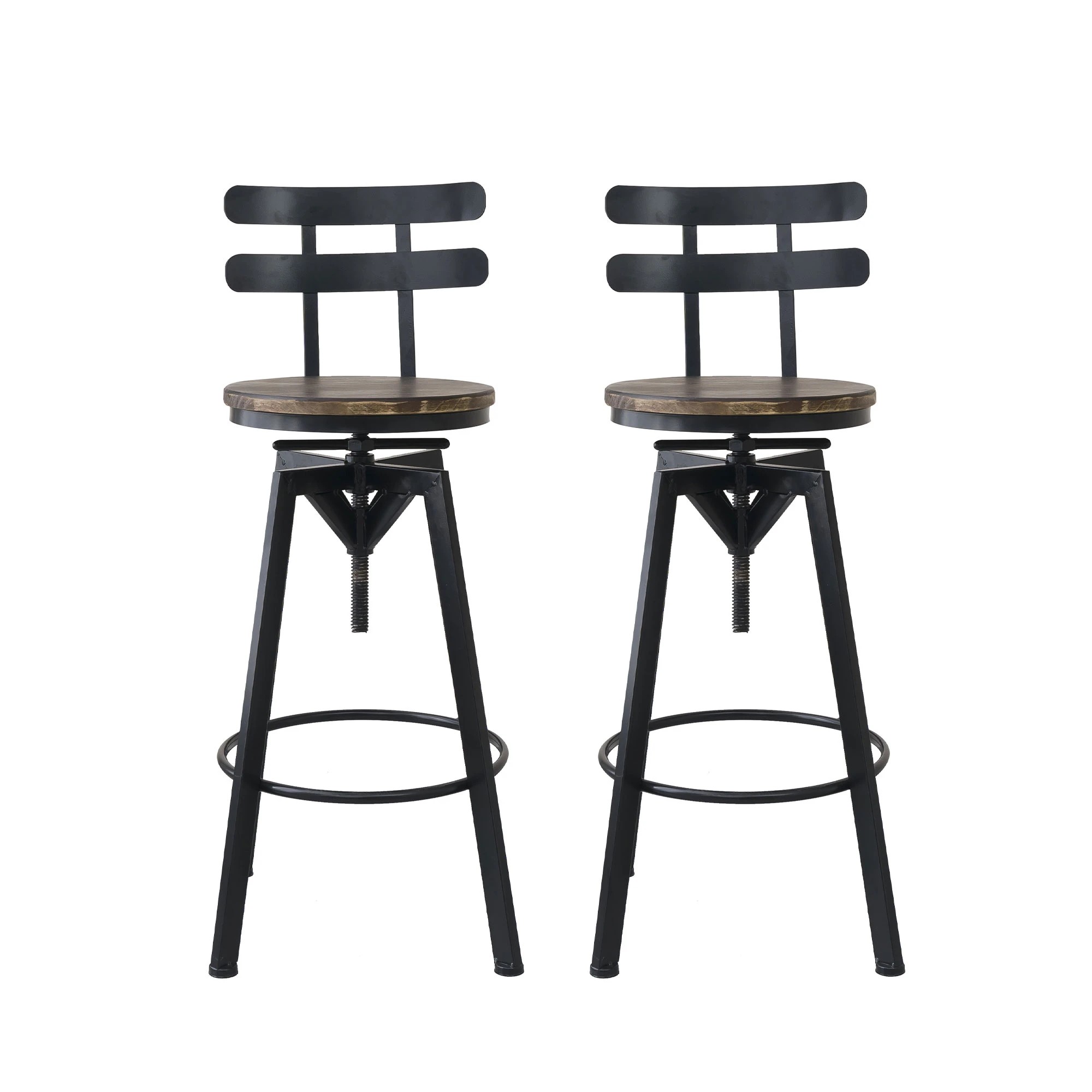 2 Levede 2x Adjustable Bar Stools - Black, 2 of 8