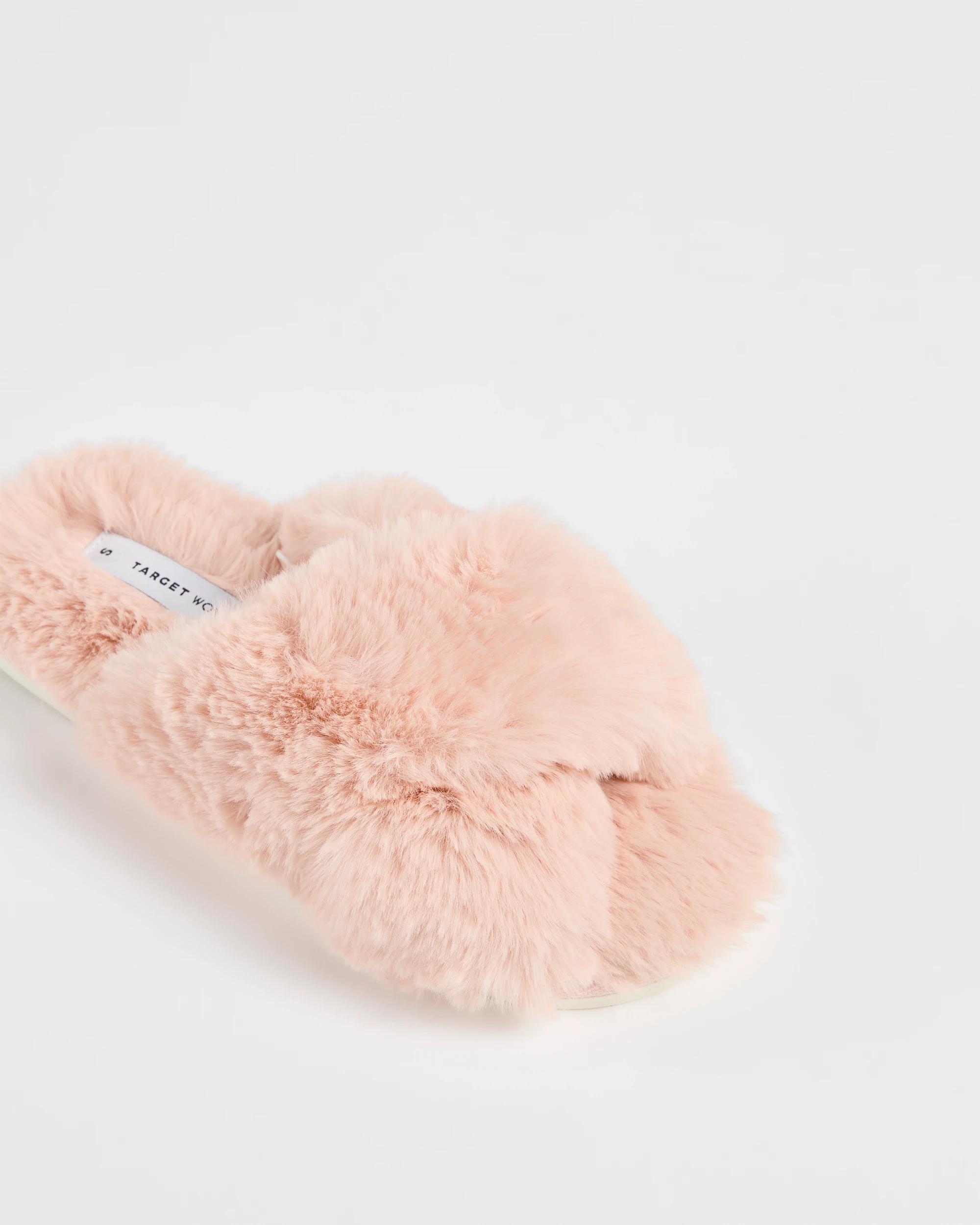2 Target Womens Fluffy Cross Over Slipper - Liddia Ii PINK, 2 of 3