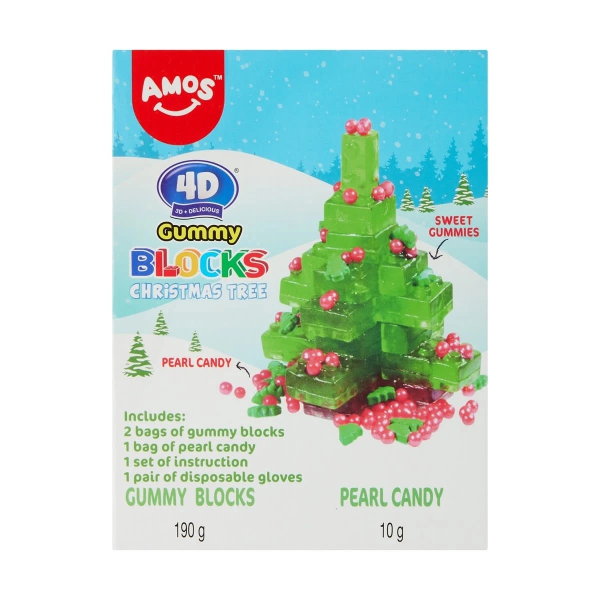 1 Amos 4D Gummy Blocks Christmas Tree Kit 200g, 1 of 8