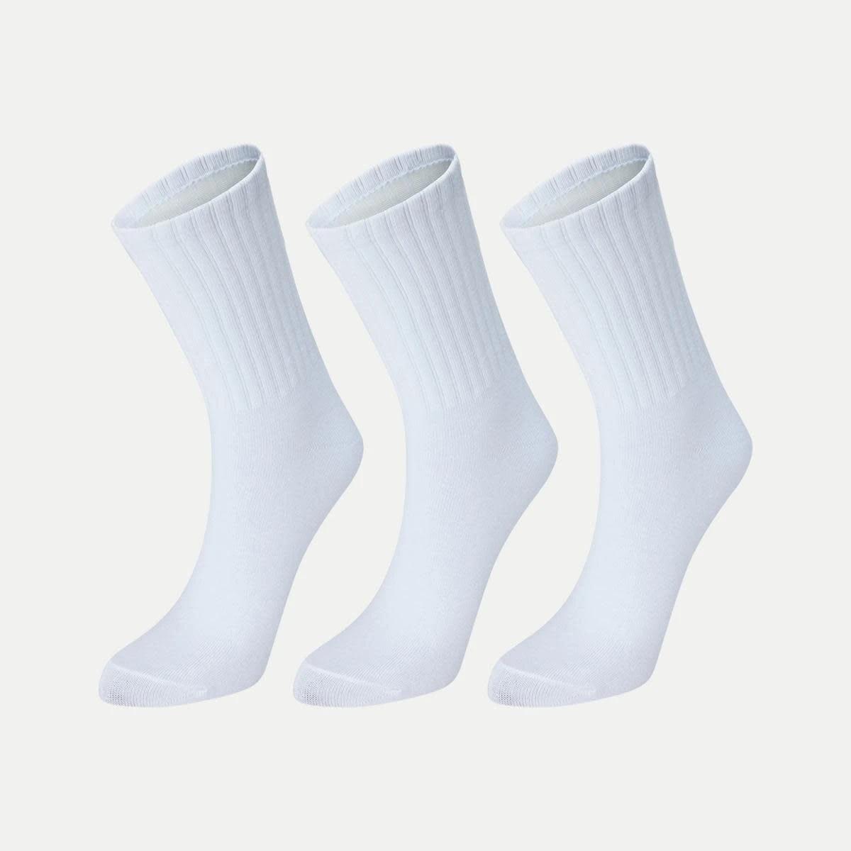 1 3 Pack Chunky Ribbed Full Crew Socks WHITE, 1 of 3