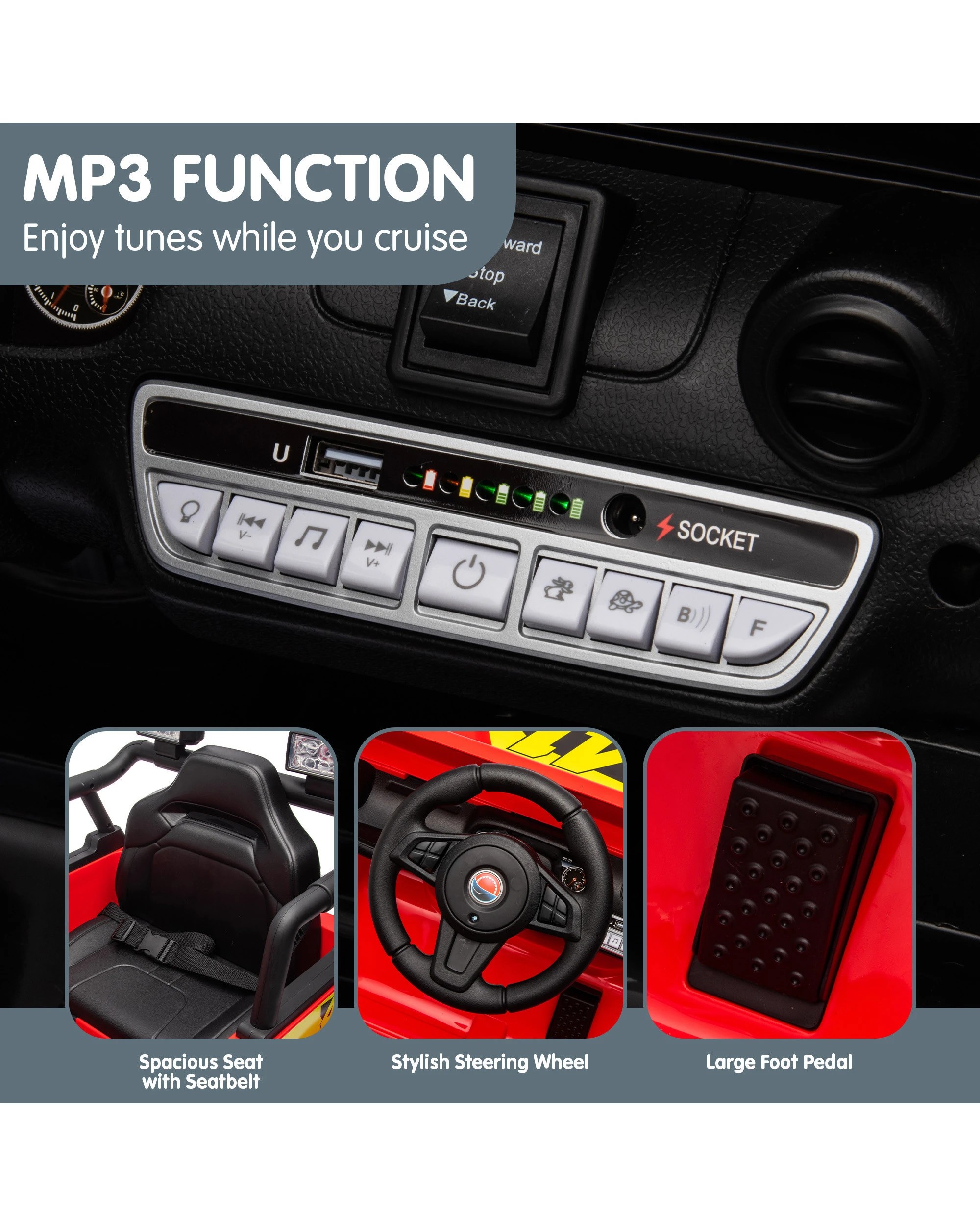 6 Kahuna S619 Gravity Kids Electric Ride On Car - Red, 6 of 10