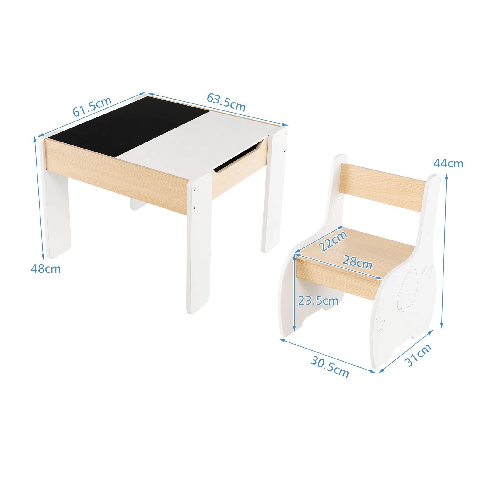 4 Costway 4-in-1 Kids Table Chair Set Wooden Activity Desk - White, 4 of 7