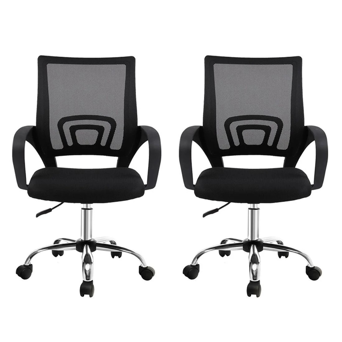 3 Artiss 2x Mesh Office Chair Mid Back - Black, 3 of 6