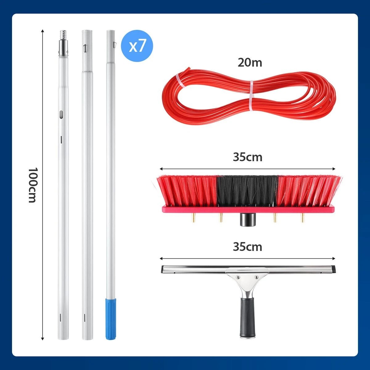 2 AUSWAY 7m Water Fed Pole Window Cleaning Tool Solar Panel Washing Kit Set Extendable Spray Cleaner System Car Glass Roof, 2 of 2