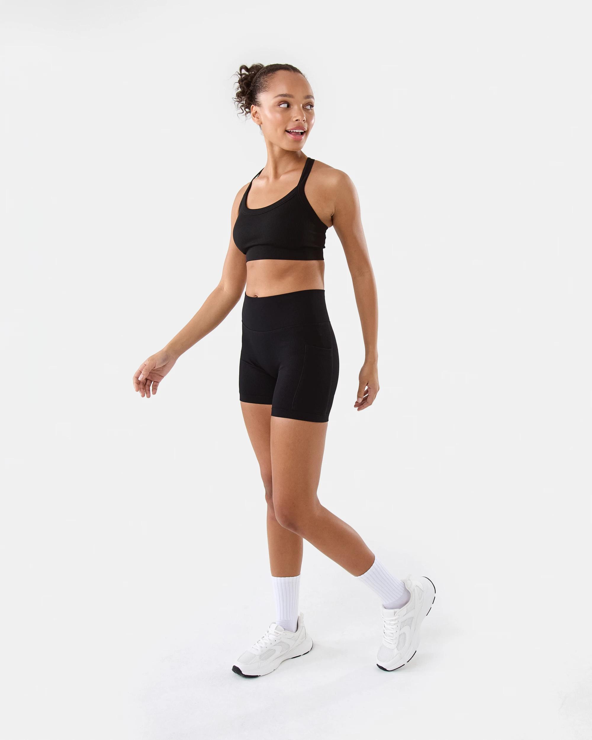 3 Active Womens Seamfree Pocket Bike Shorts Black, 3 of 7