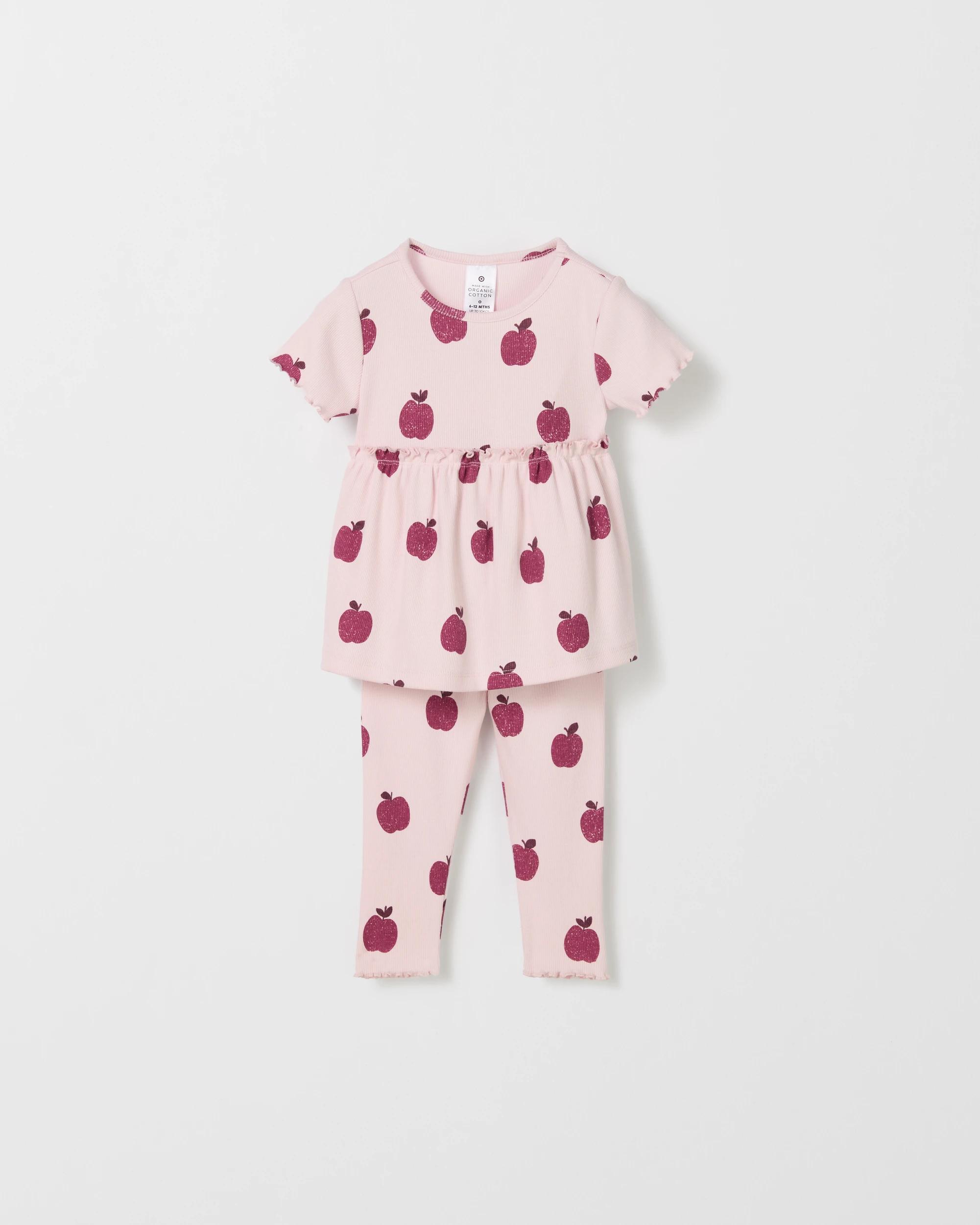 2 Target Organic Cotton Baby Rib Dress and Leggings 2 Piece Set APPLES, 2 of 4