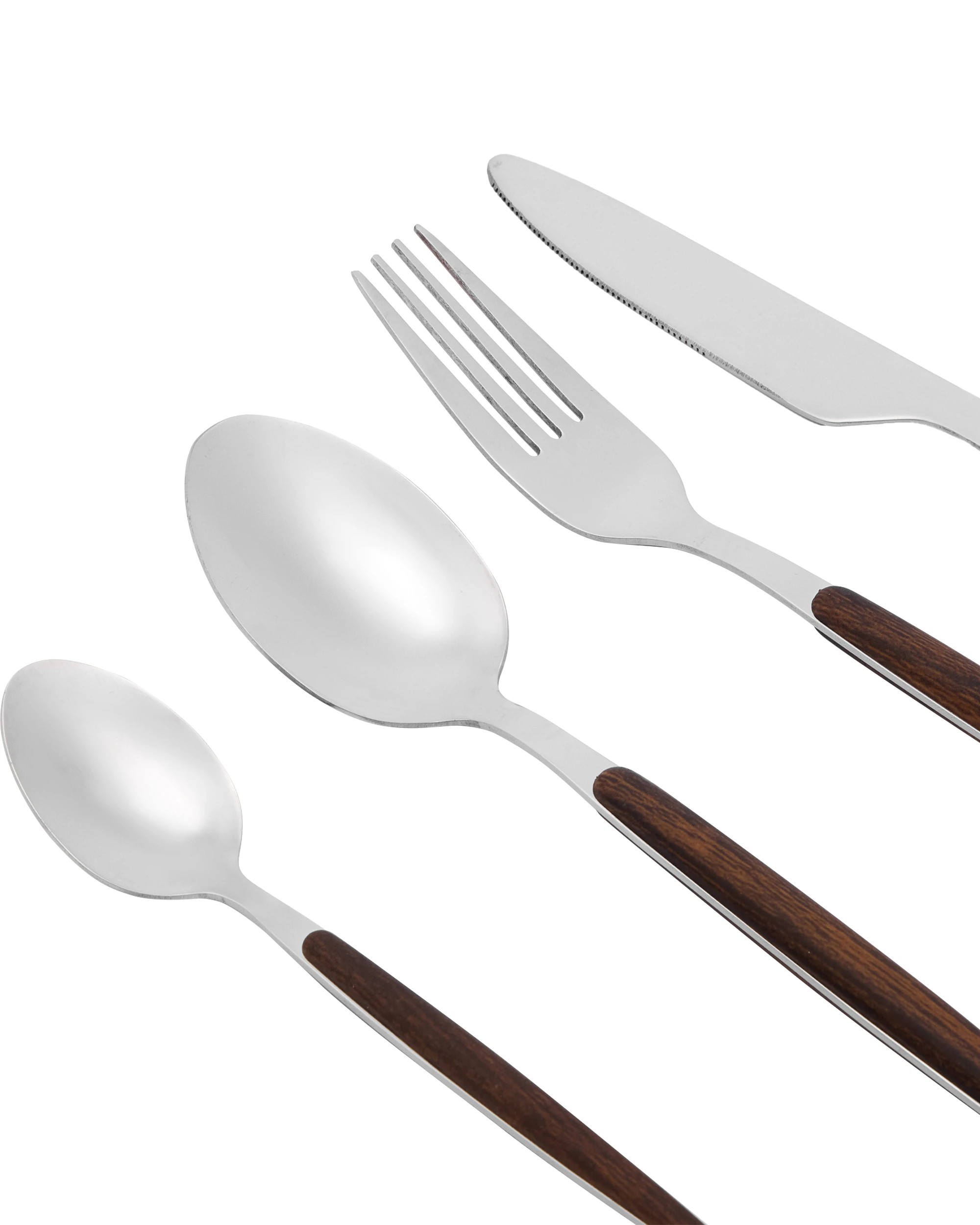 2 16 Piece Wood Look Handle Cutlery Set, 2 of 5