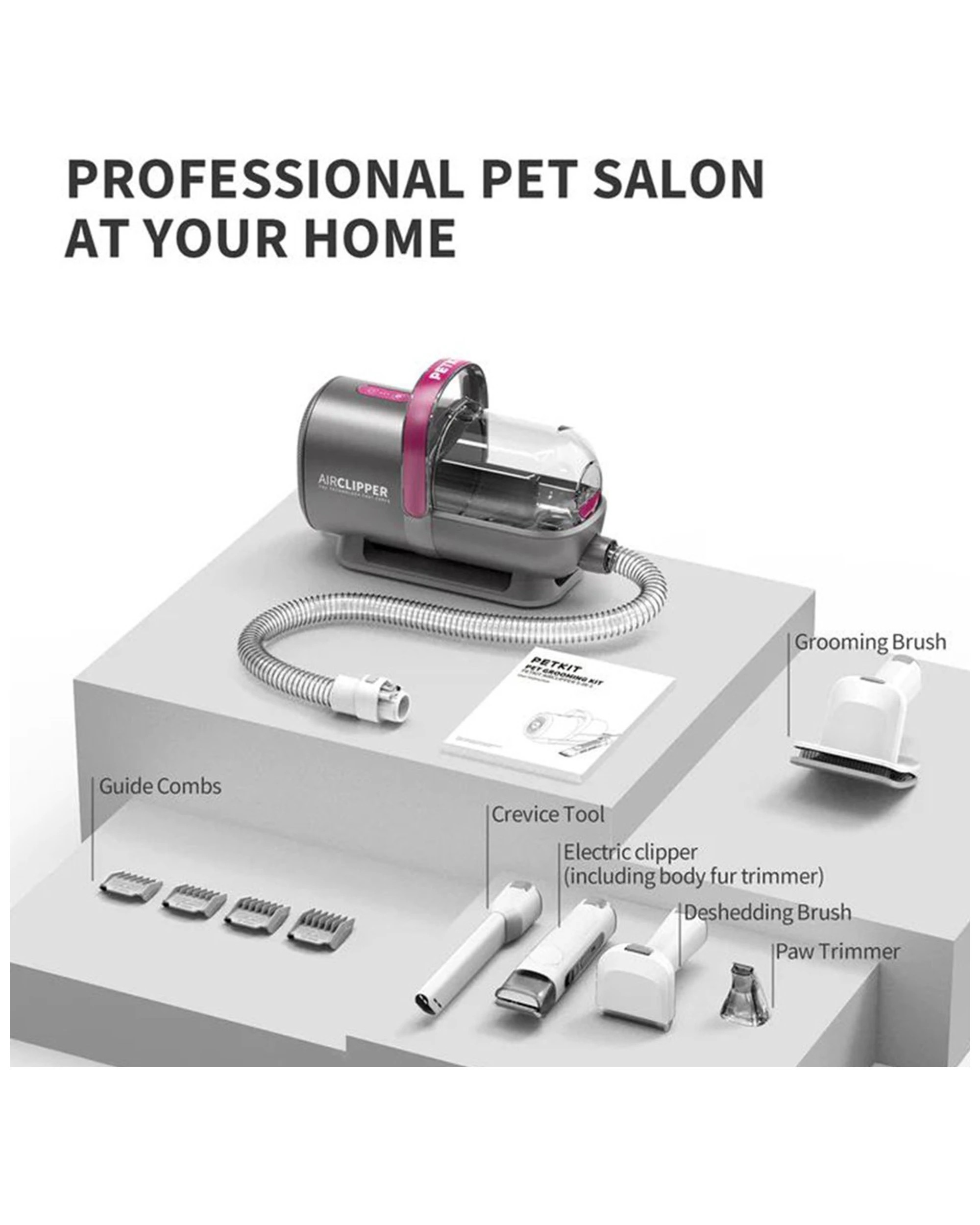 2 Petkit AirClipper 5-in-1 Pet Grooming Kit Vacuum Low Noise Fur Trimmer 1.4L - Multi, 2 of 5