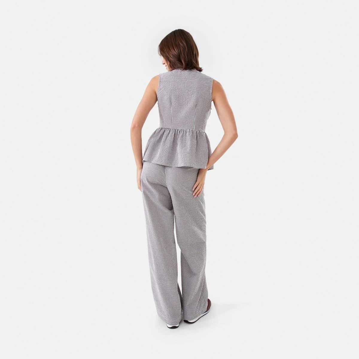 4 Sleeveless Gingham Tie Front Top Brwn Ging, 4 of 7