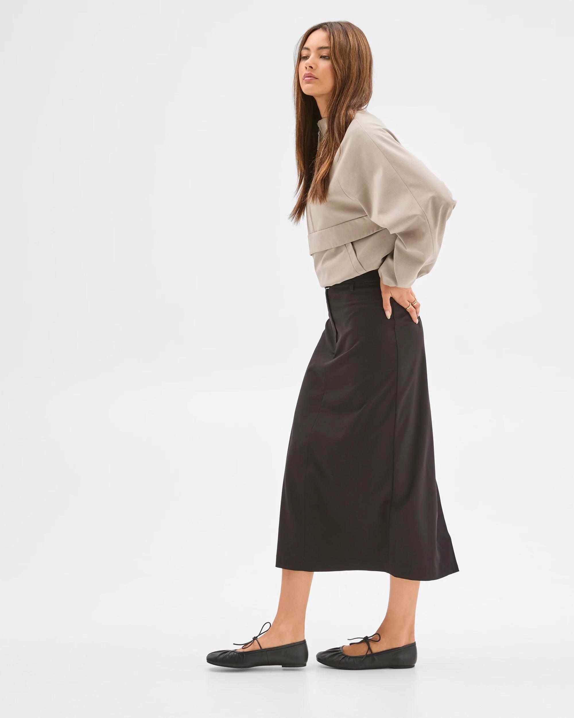 2 Lily Loves Column Midi Skirt BLACK, 2 of 6