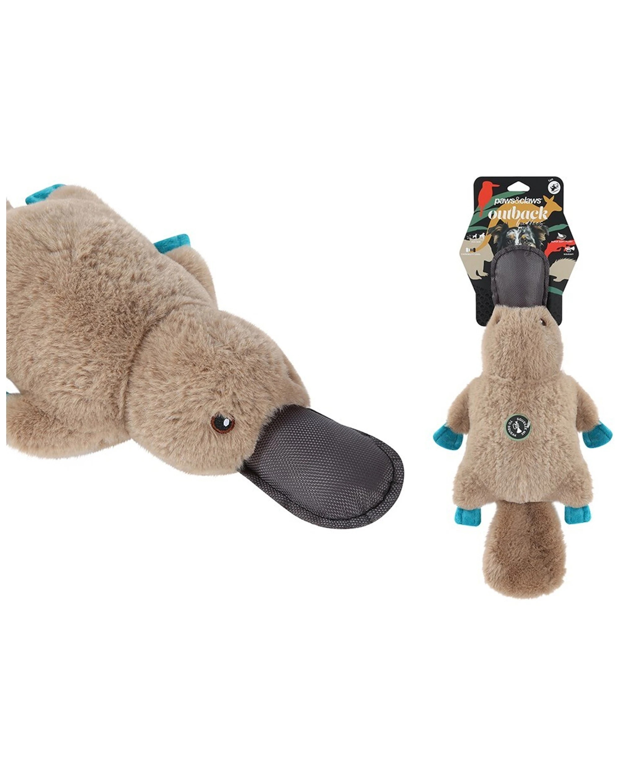 1 Paws And Claws Outback Buddies 42cm Platypus Interactive Pet Toy Squeaker.
 - Brown, 1 of 5