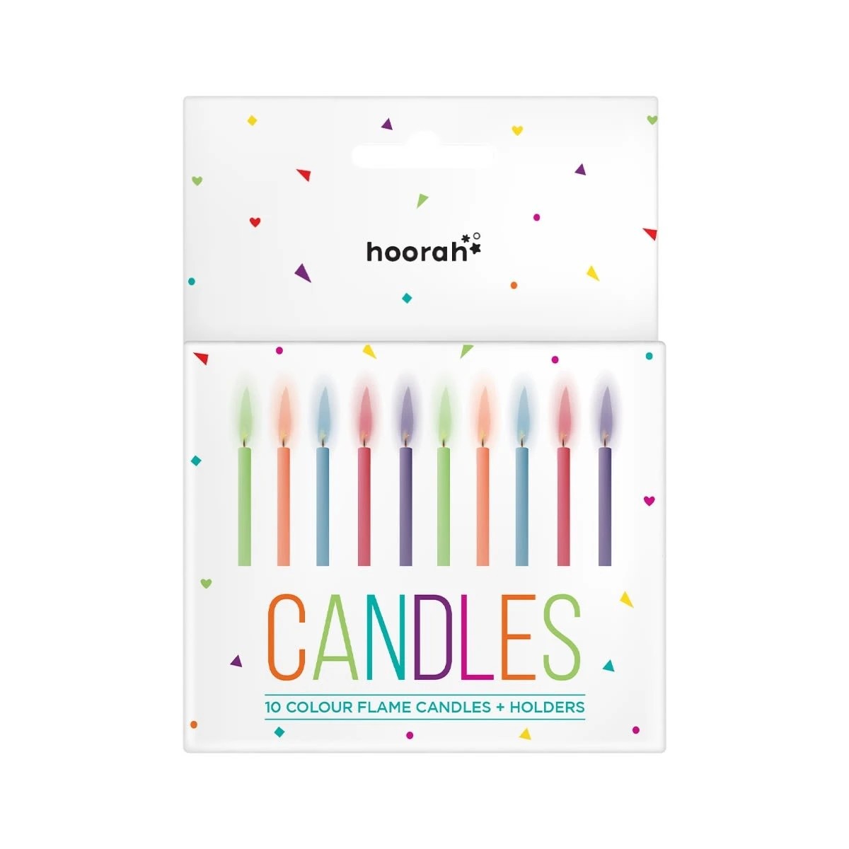 1 10 Pack Hoorah Colour Flame Candles and Holders, 1 of 2