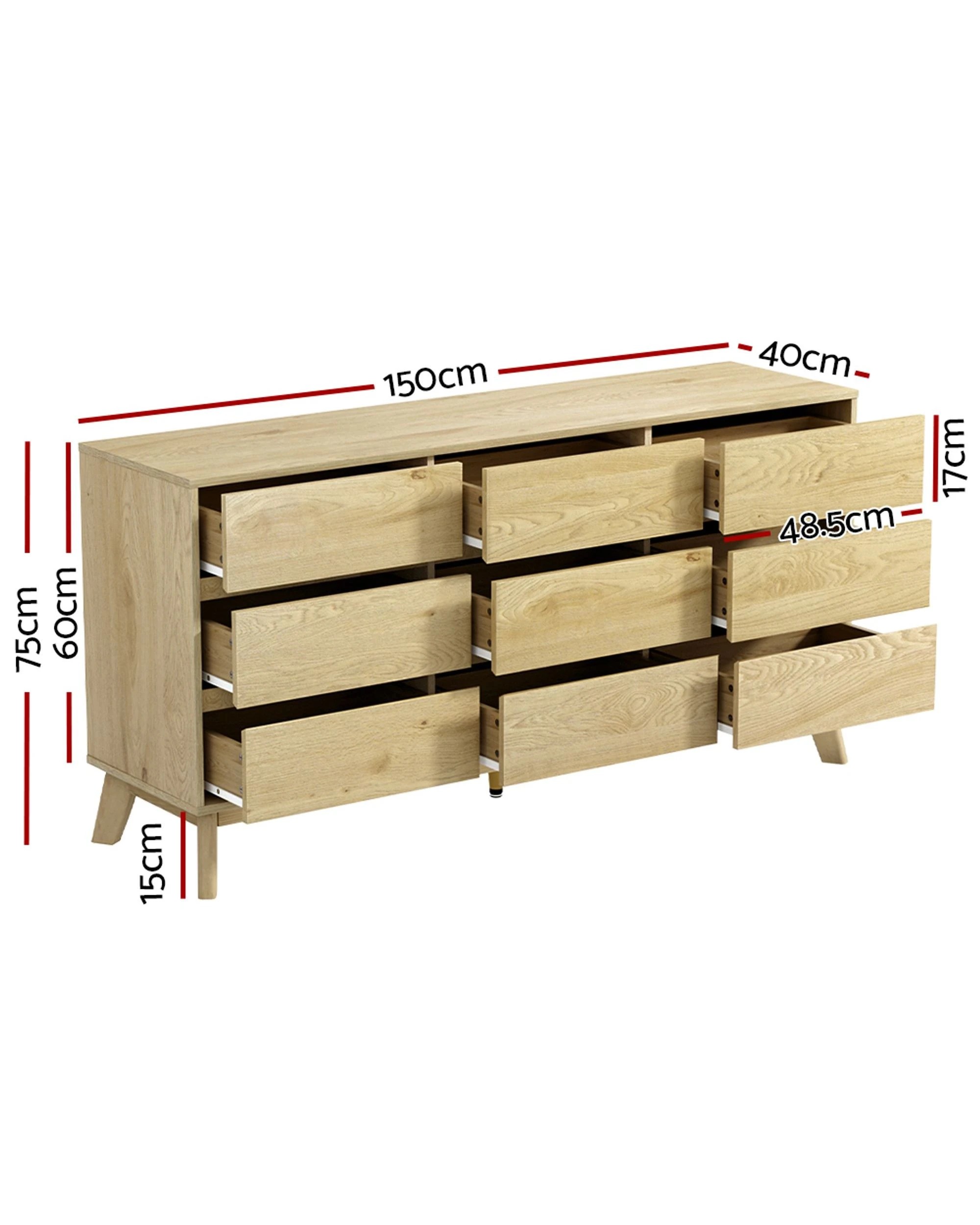 1 Artiss 9 Chest Of Drawers Tallboy Cabinet
 - Brown, 1 of 2