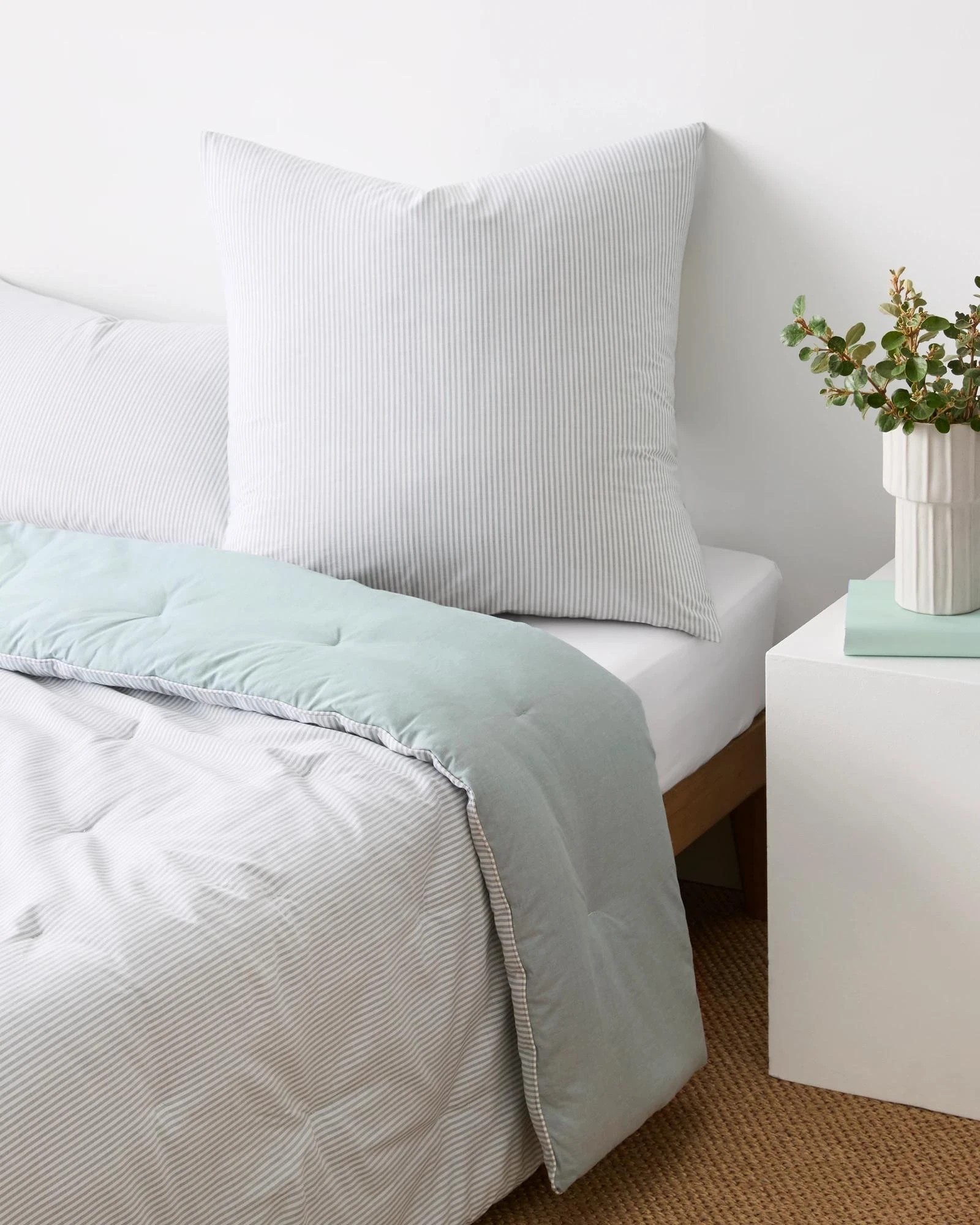 1 Target Hampton Stripe European Pillowcase - Queen Bed - Green, 1 of 2