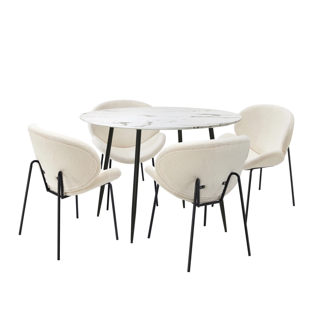 7 Oikiture 110cm Round Dining Table with 4PCS Dining Chairs Sherpa - Multi, 7 of 9