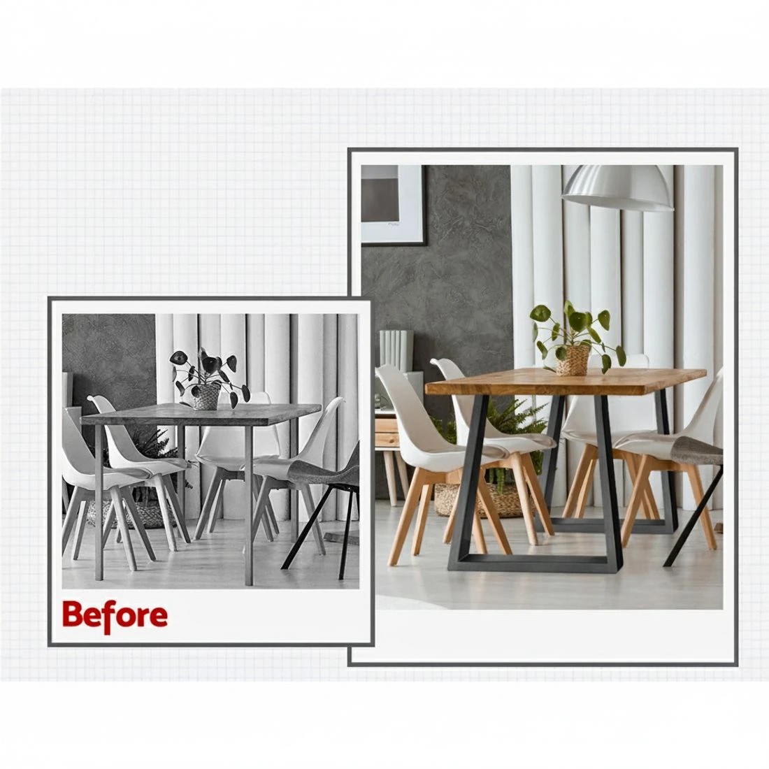 3 Artiss Metal Table Legs DIY Trapezoid 65X90CM Set of 2 - Black, 3 of 5