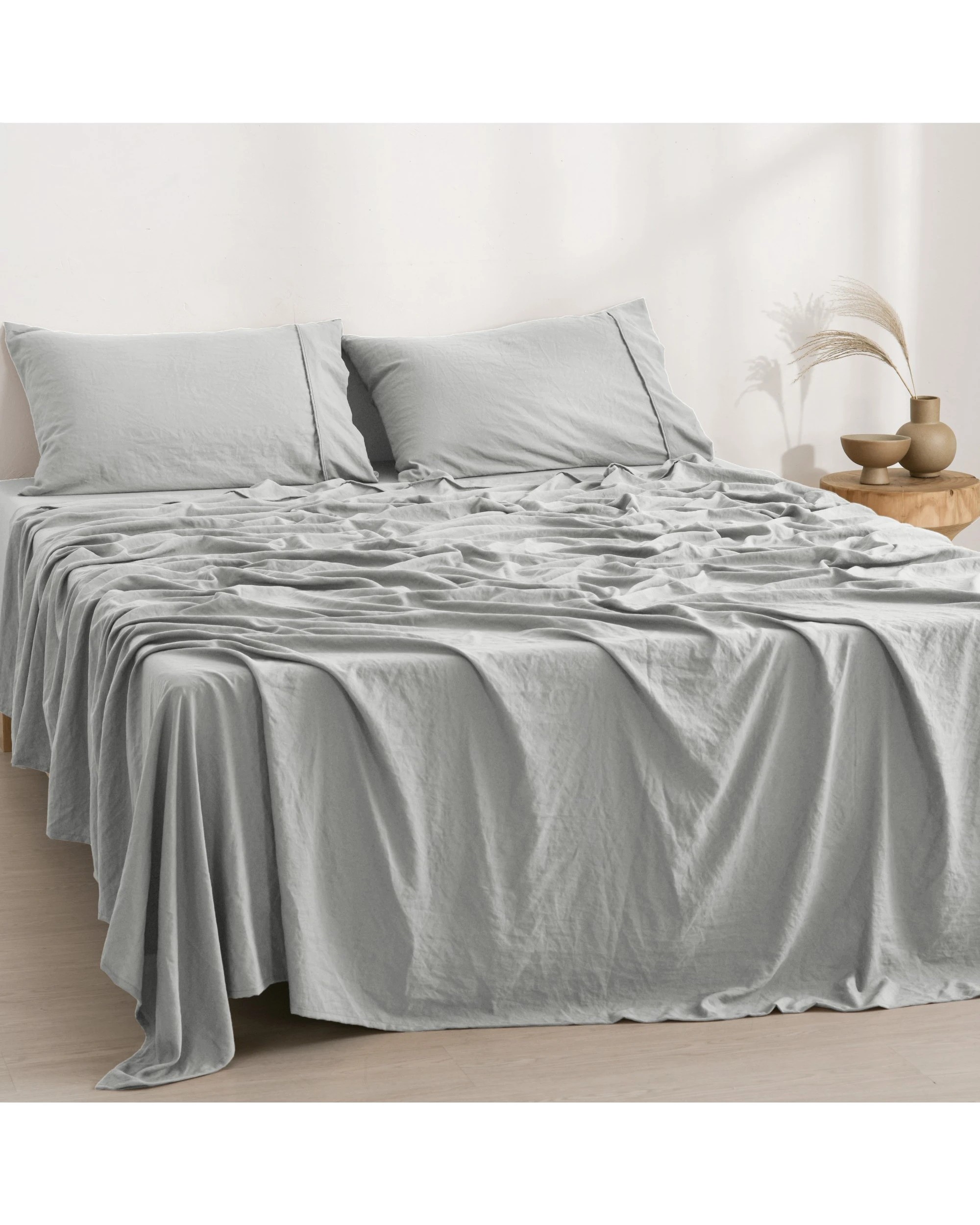 2 Dreamaker Superfine Washed Microfibre Sheet Set - King Single Bed - Dove Grey, 2 of 6
