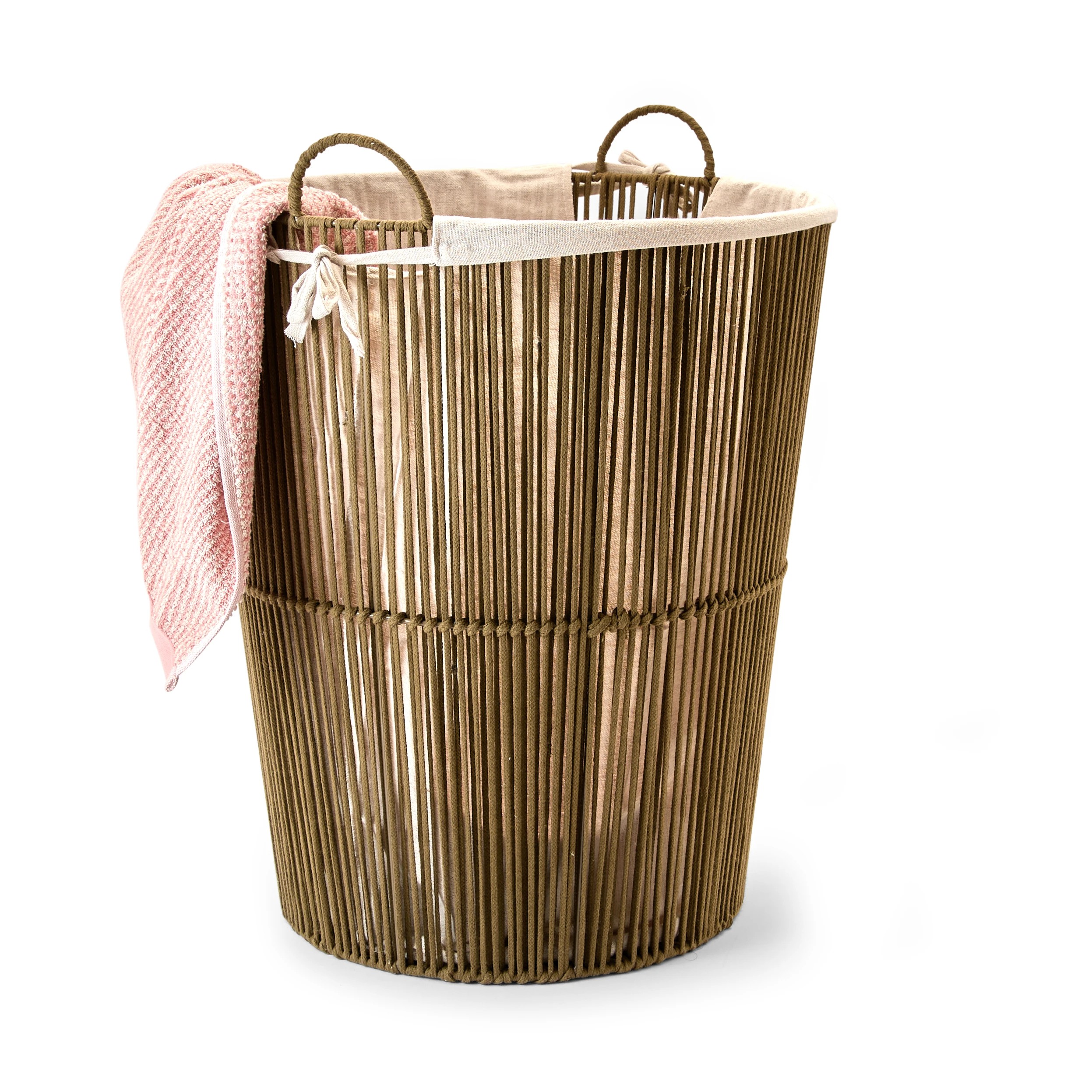 3 Rope Laundry Hamper with Liner - Green, 3 of 8